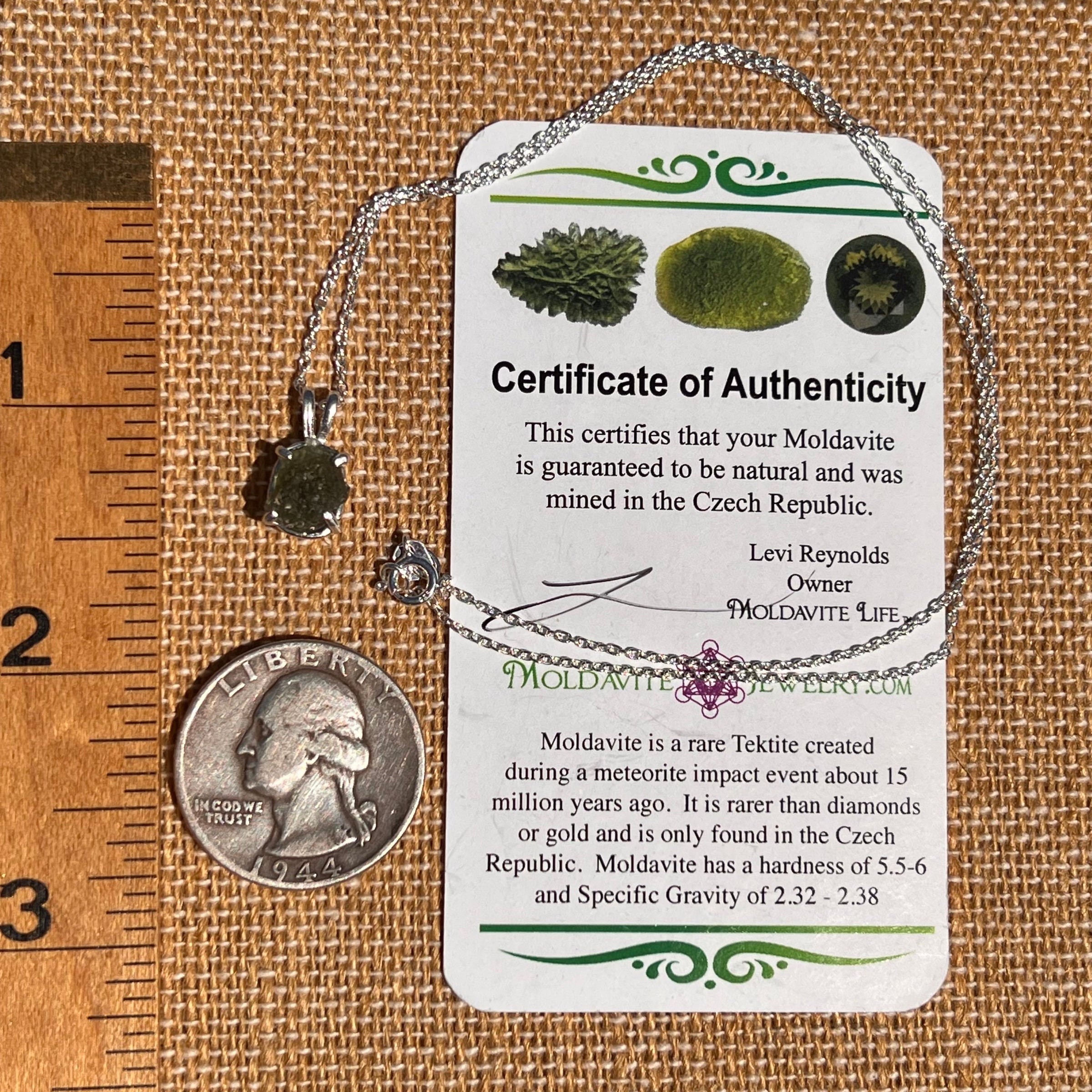 Moldavite Necklace Sterling Silver #7456-Moldavite Life