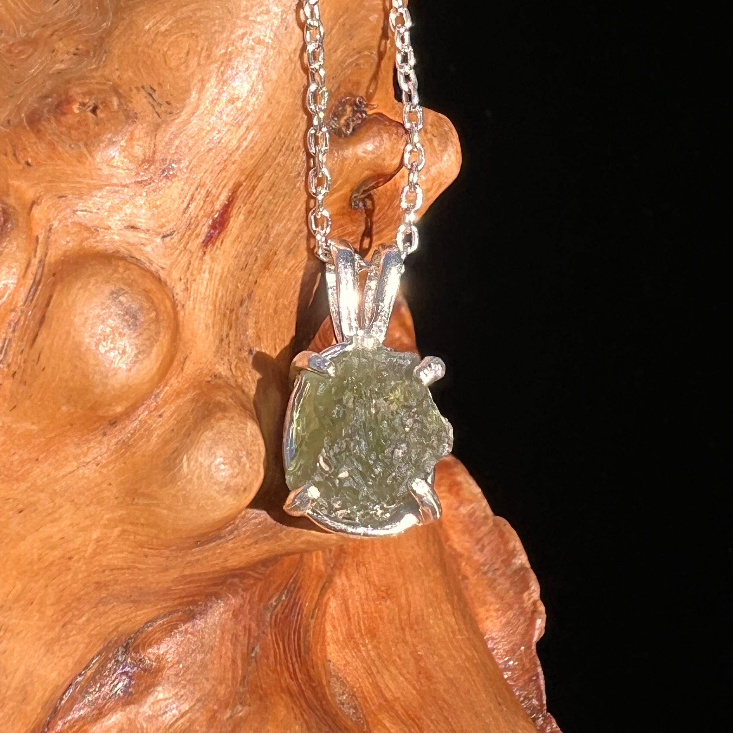 Moldavite Necklace Sterling Silver #7456-Moldavite Life