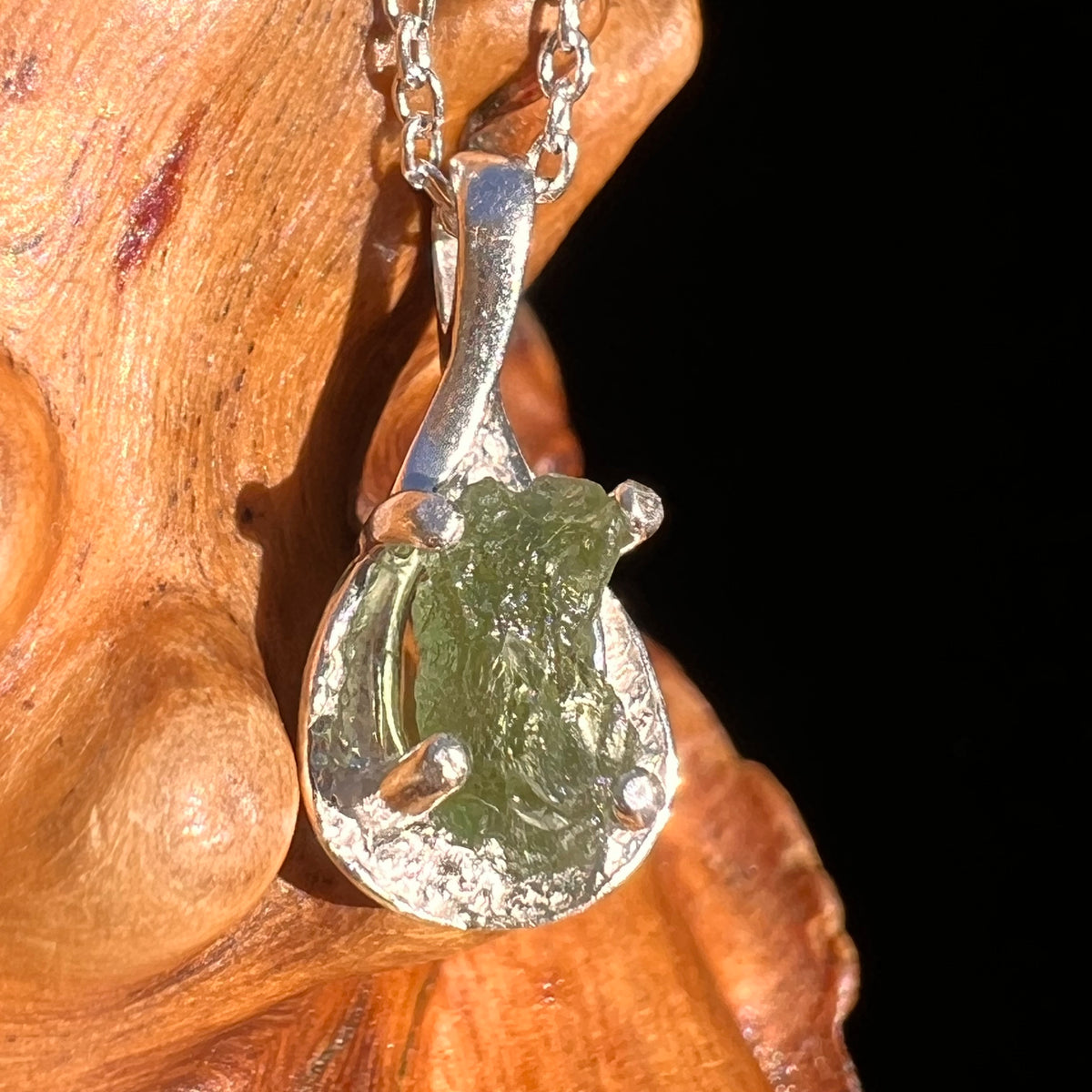 Moldavite Necklace Sterling Silver #7476-Moldavite Life