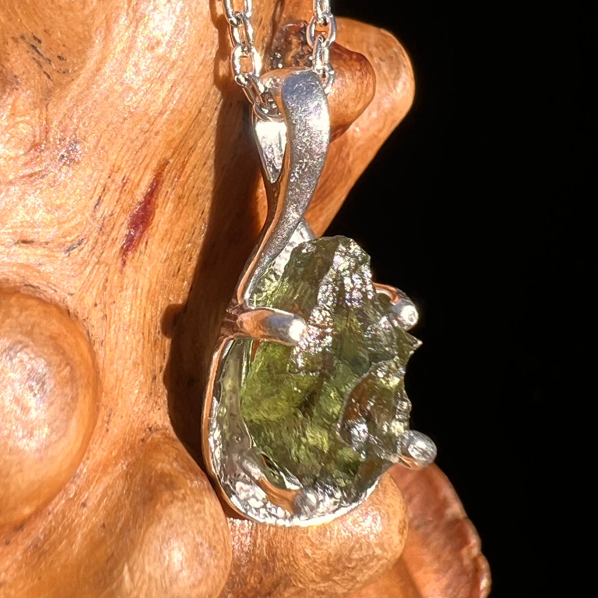 Moldavite Necklace Sterling Silver #7477-Moldavite Life