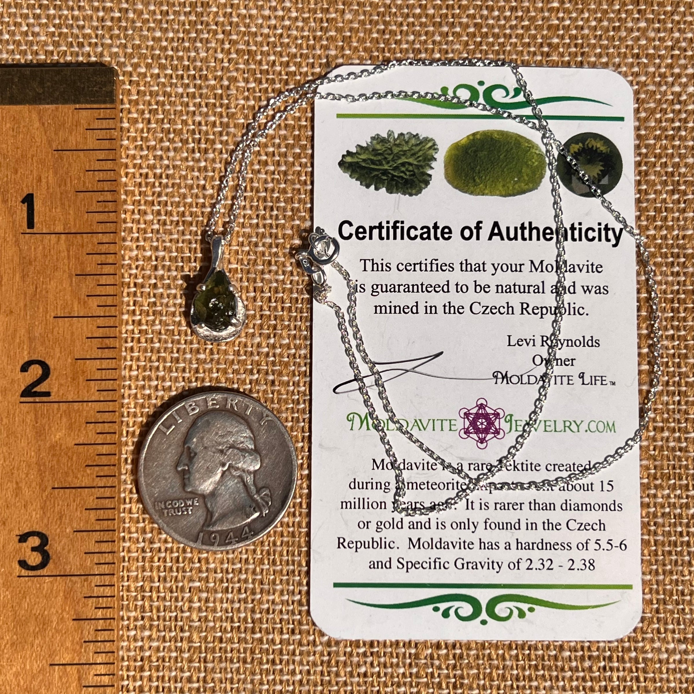 Moldavite Necklace Sterling Silver #7477-Moldavite Life