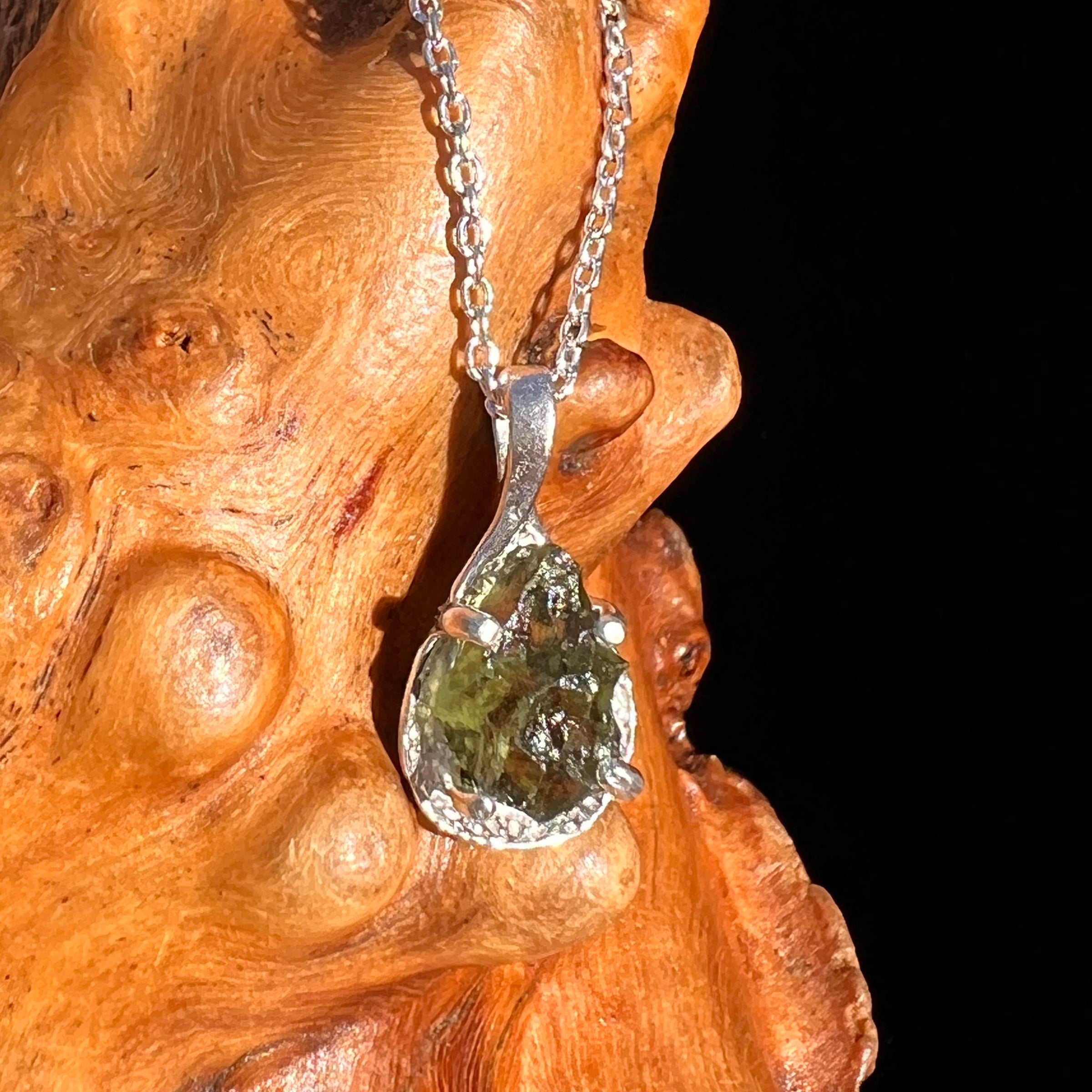 Moldavite Necklace Sterling Silver #7477-Moldavite Life