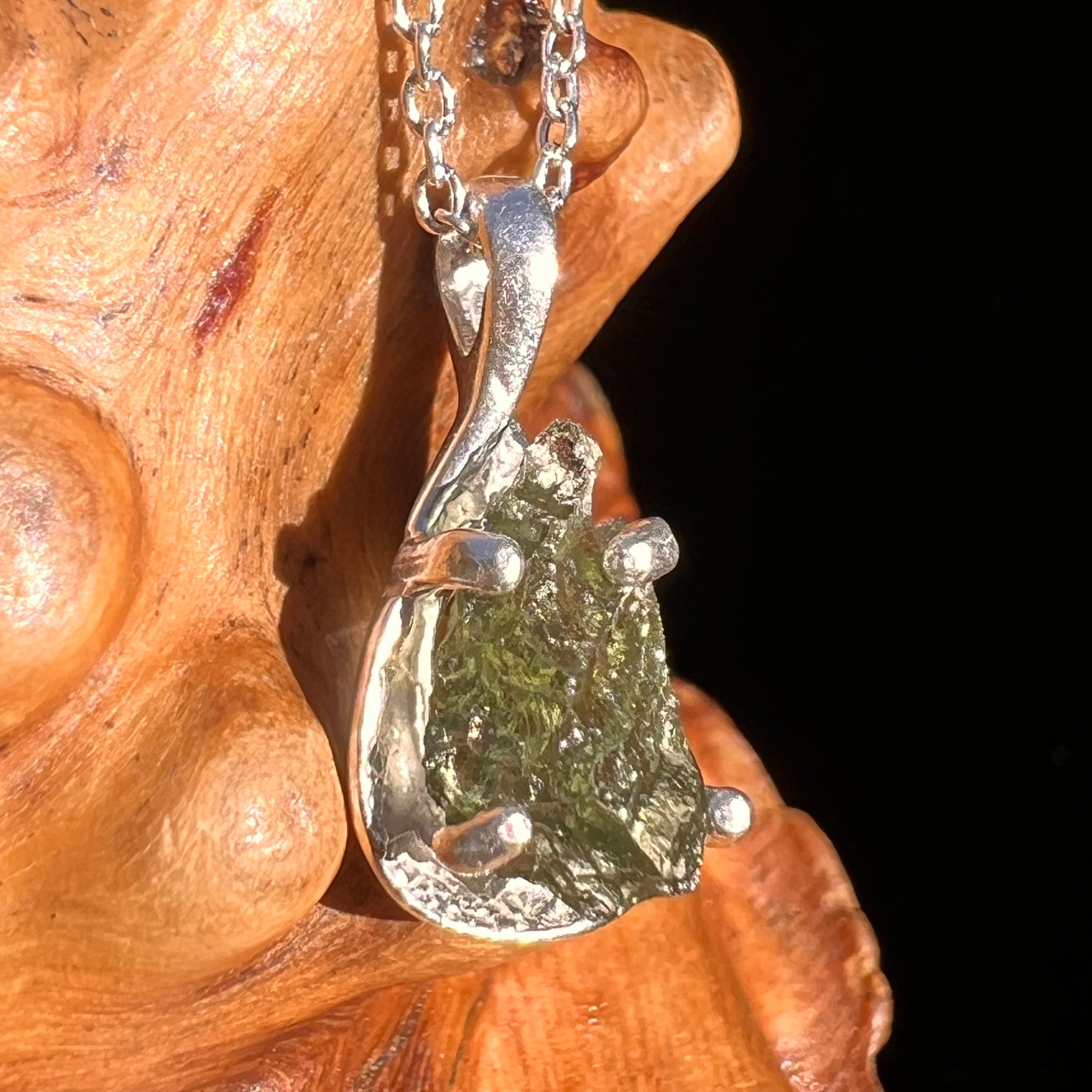 Moldavite Necklace Sterling Silver #7478-Moldavite Life