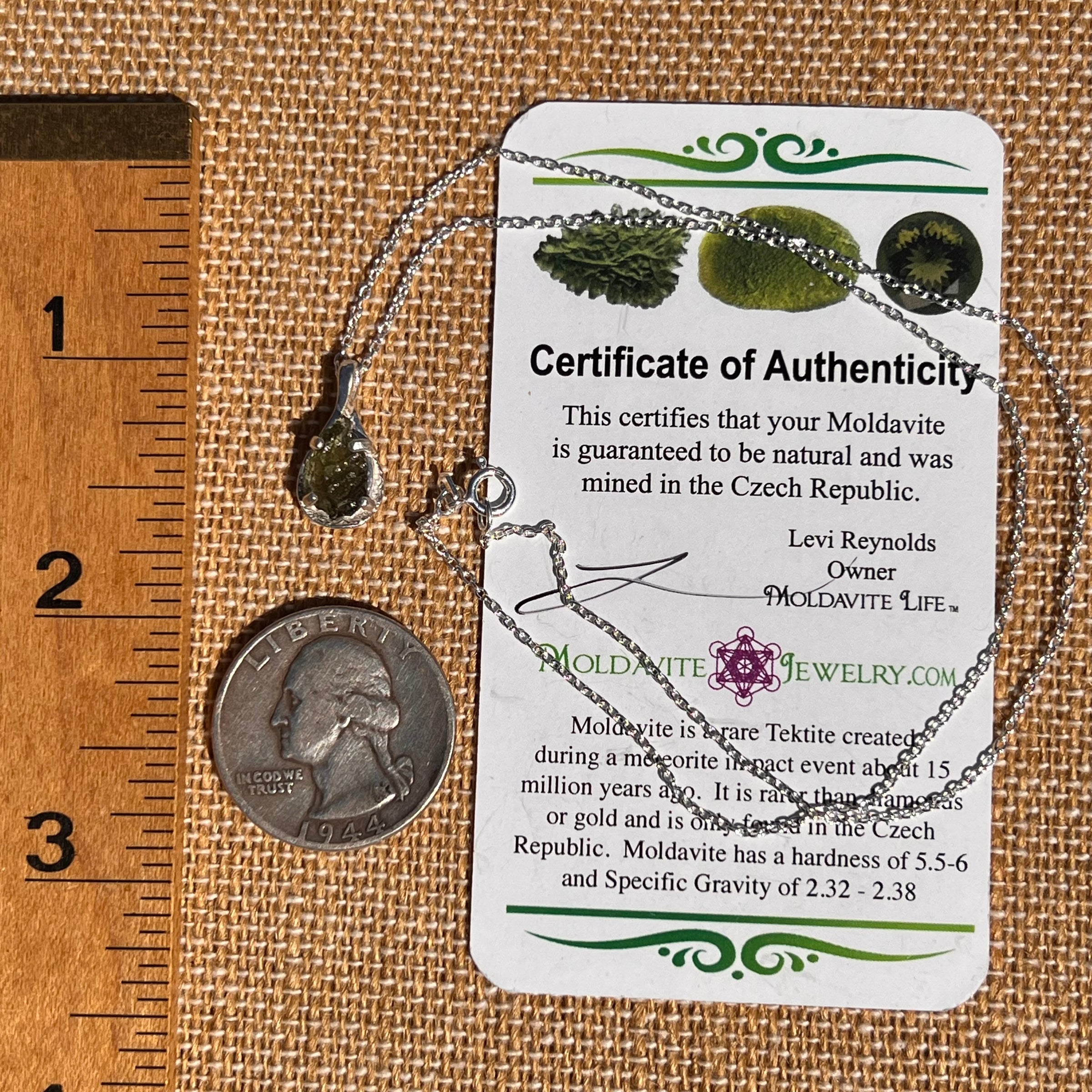 Moldavite Necklace Sterling Silver #7478-Moldavite Life