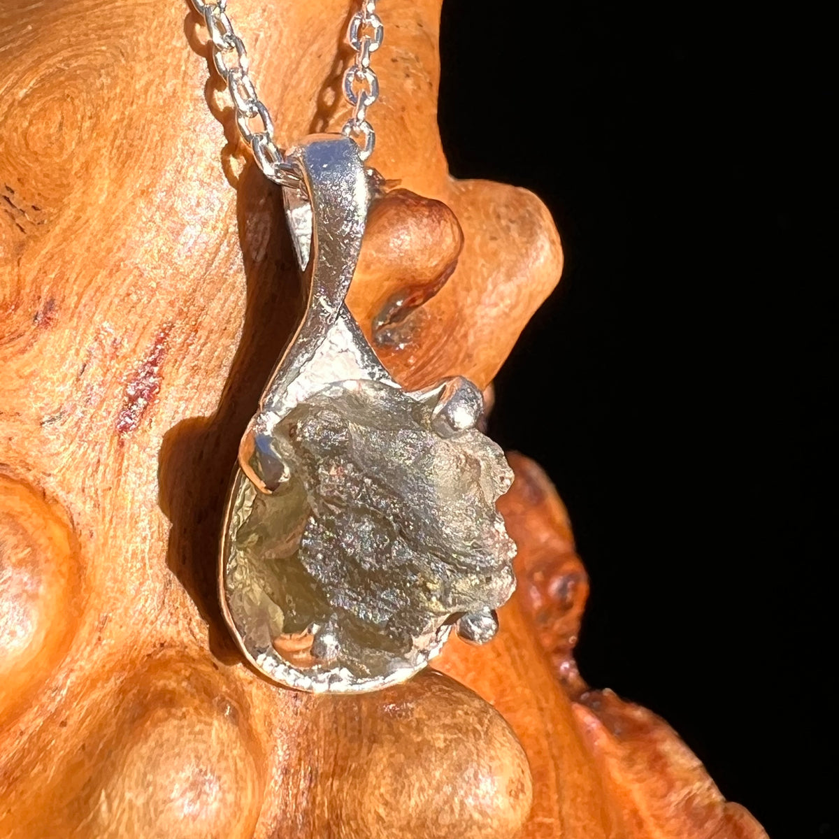 Moldavite Necklace Sterling Silver #7479-Moldavite Life