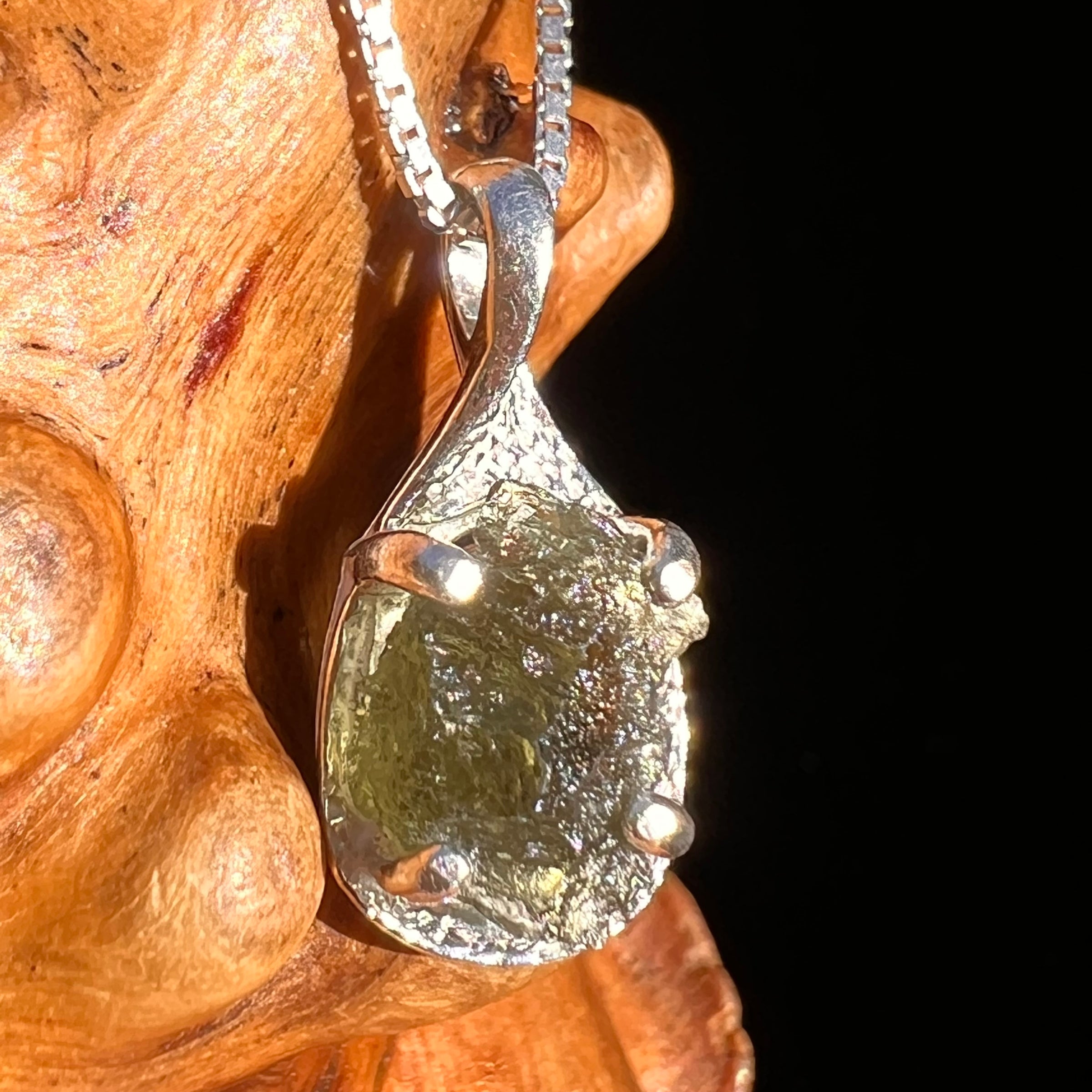Moldavite Necklace Sterling Silver #7480-Moldavite Life