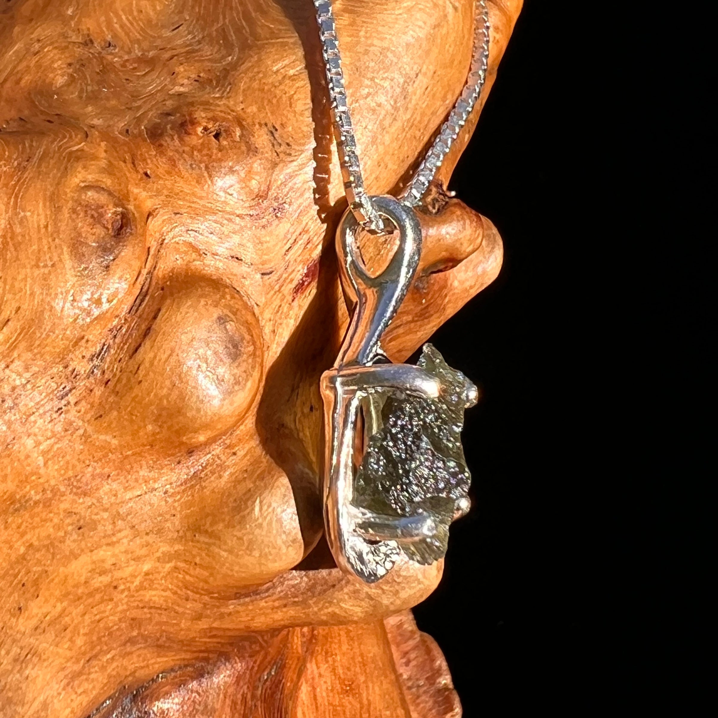 Moldavite Necklace Sterling Silver #7480-Moldavite Life