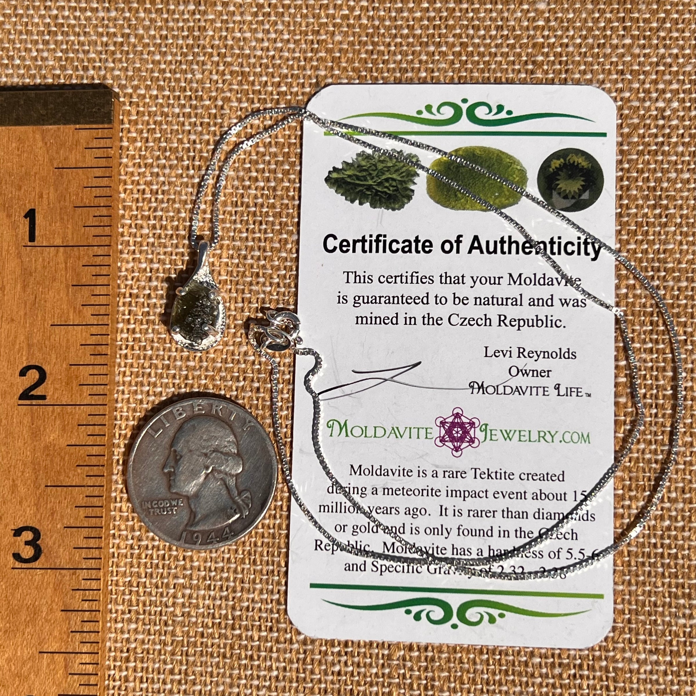 Moldavite Necklace Sterling Silver #7480-Moldavite Life