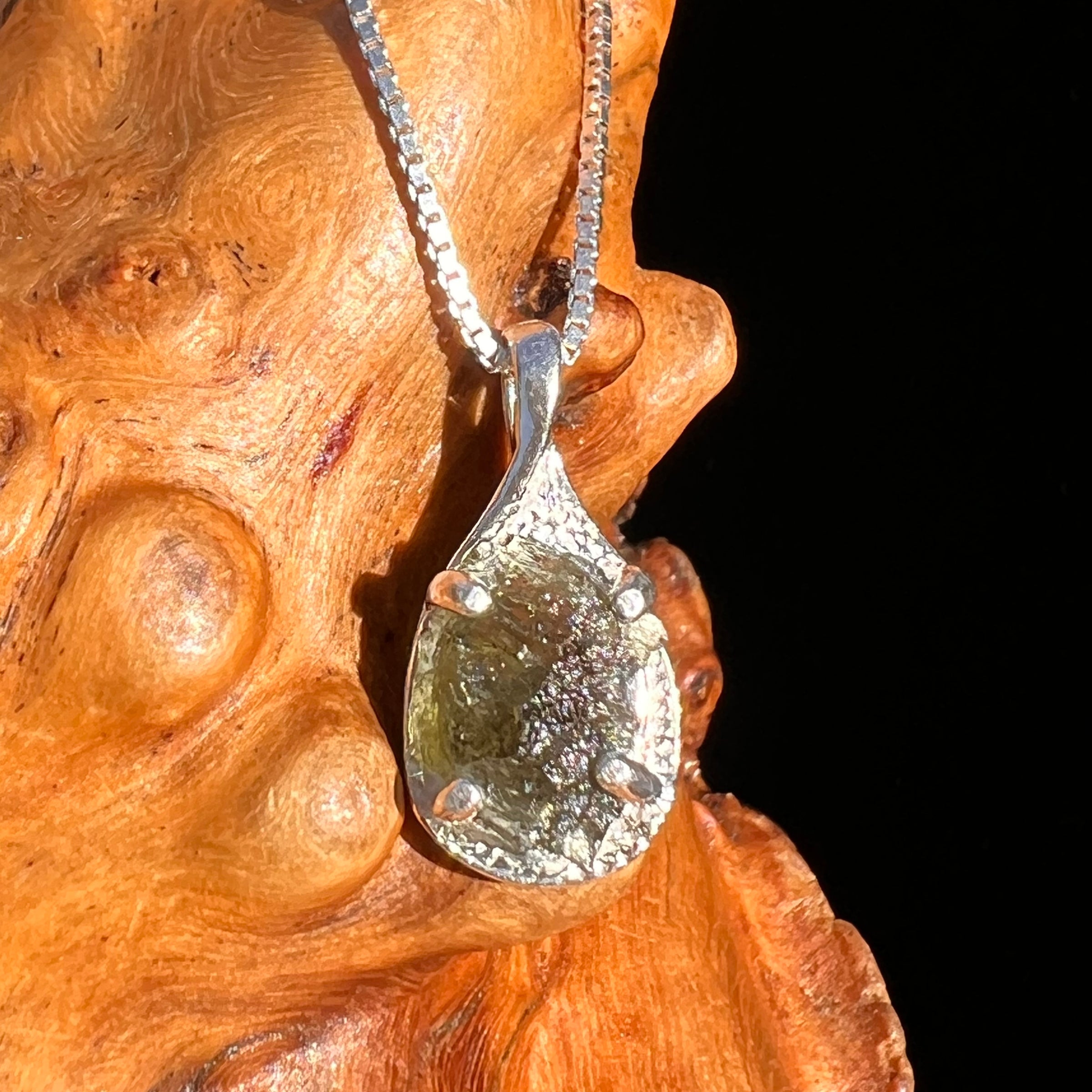 Moldavite Necklace Sterling Silver #7480-Moldavite Life