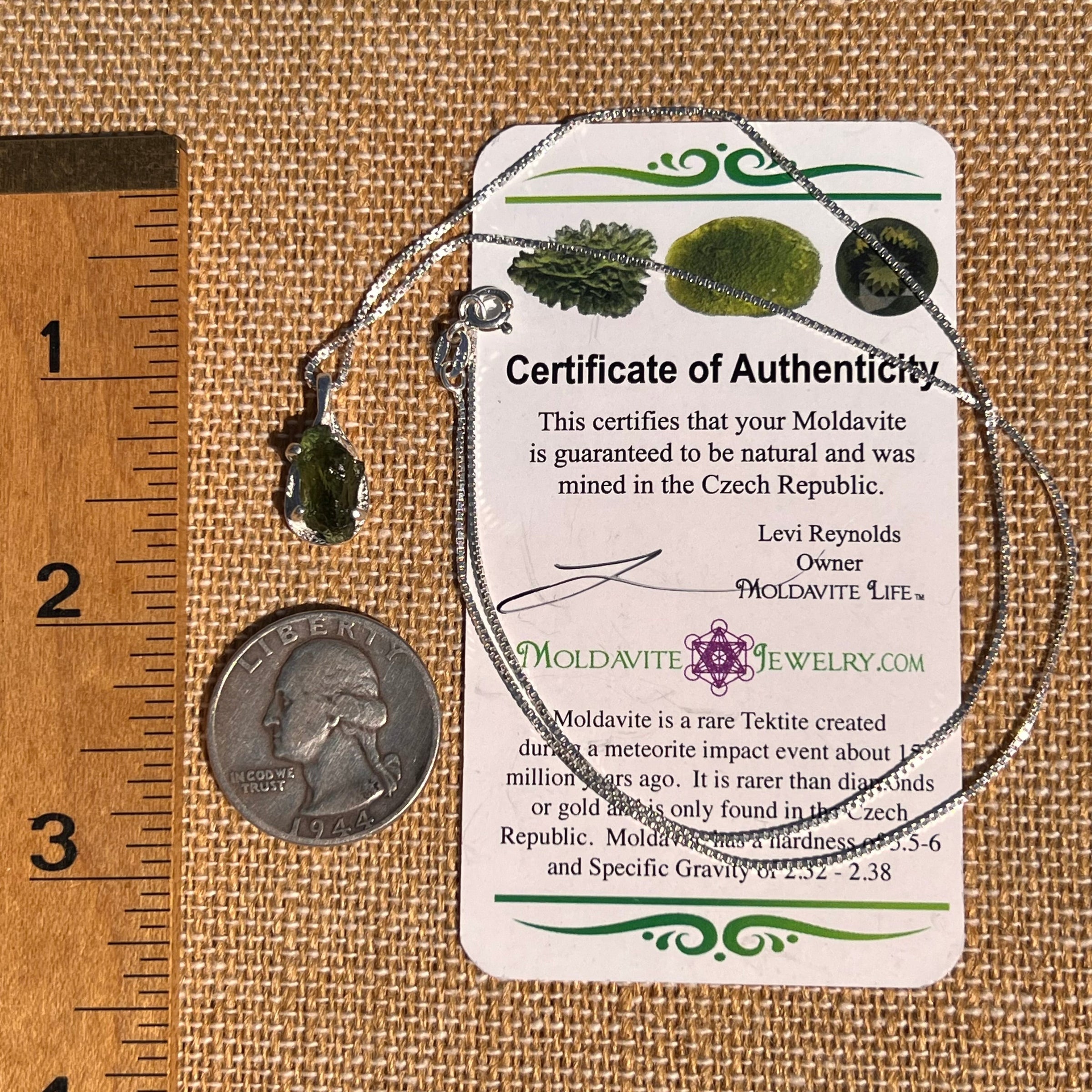 Moldavite Necklace Sterling Silver #7481-Moldavite Life