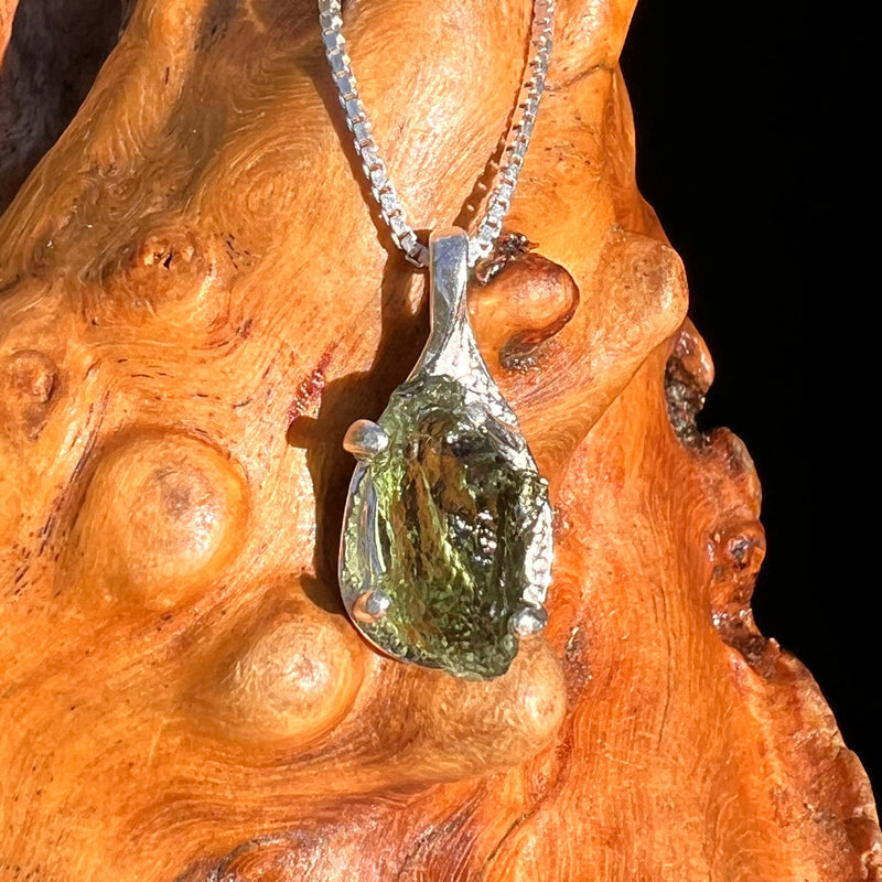 Moldavite Necklace Sterling Silver #7481-Moldavite Life