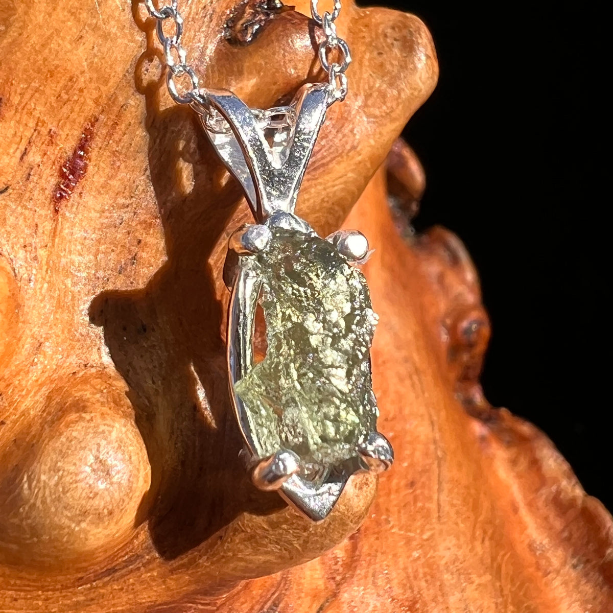 Moldavite Necklace Sterling Silver #7564-Moldavite Life
