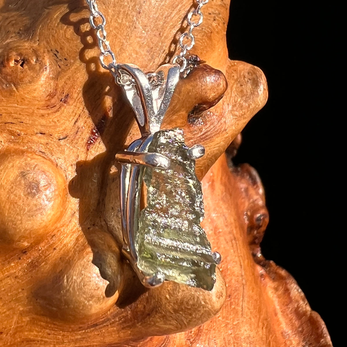 Moldavite Necklace Sterling Silver #7565-Moldavite Life
