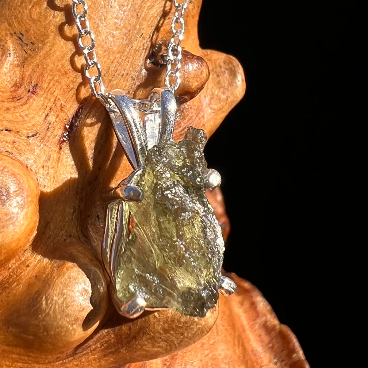 Moldavite Necklace Sterling Silver #7566-Moldavite Life