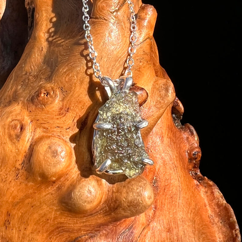 Moldavite Necklace Sterling Silver #7567-Moldavite Life