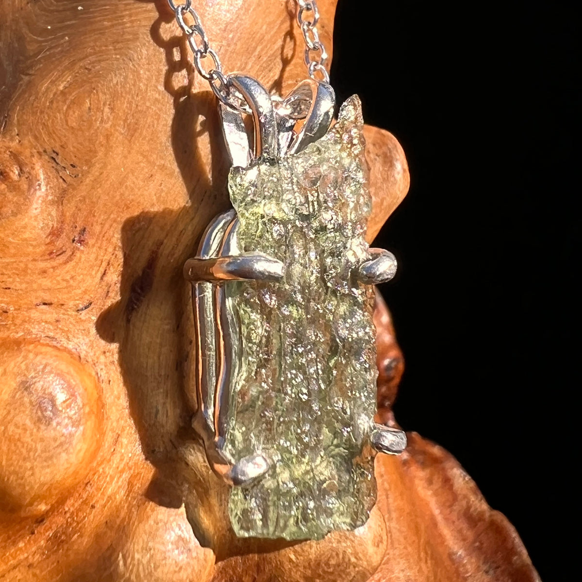Moldavite Necklace Sterling Silver #7568-Moldavite Life