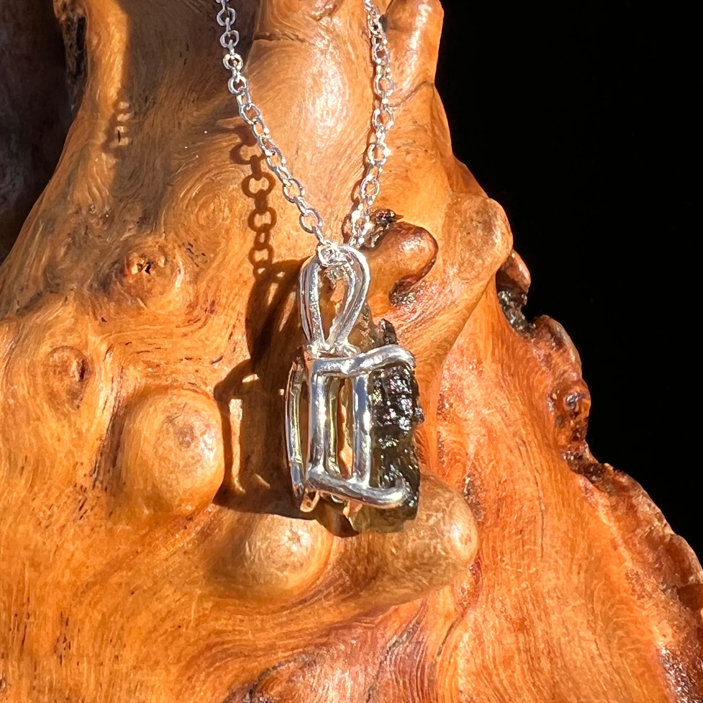 Moldavite Necklace Sterling Silver #7569-Moldavite Life