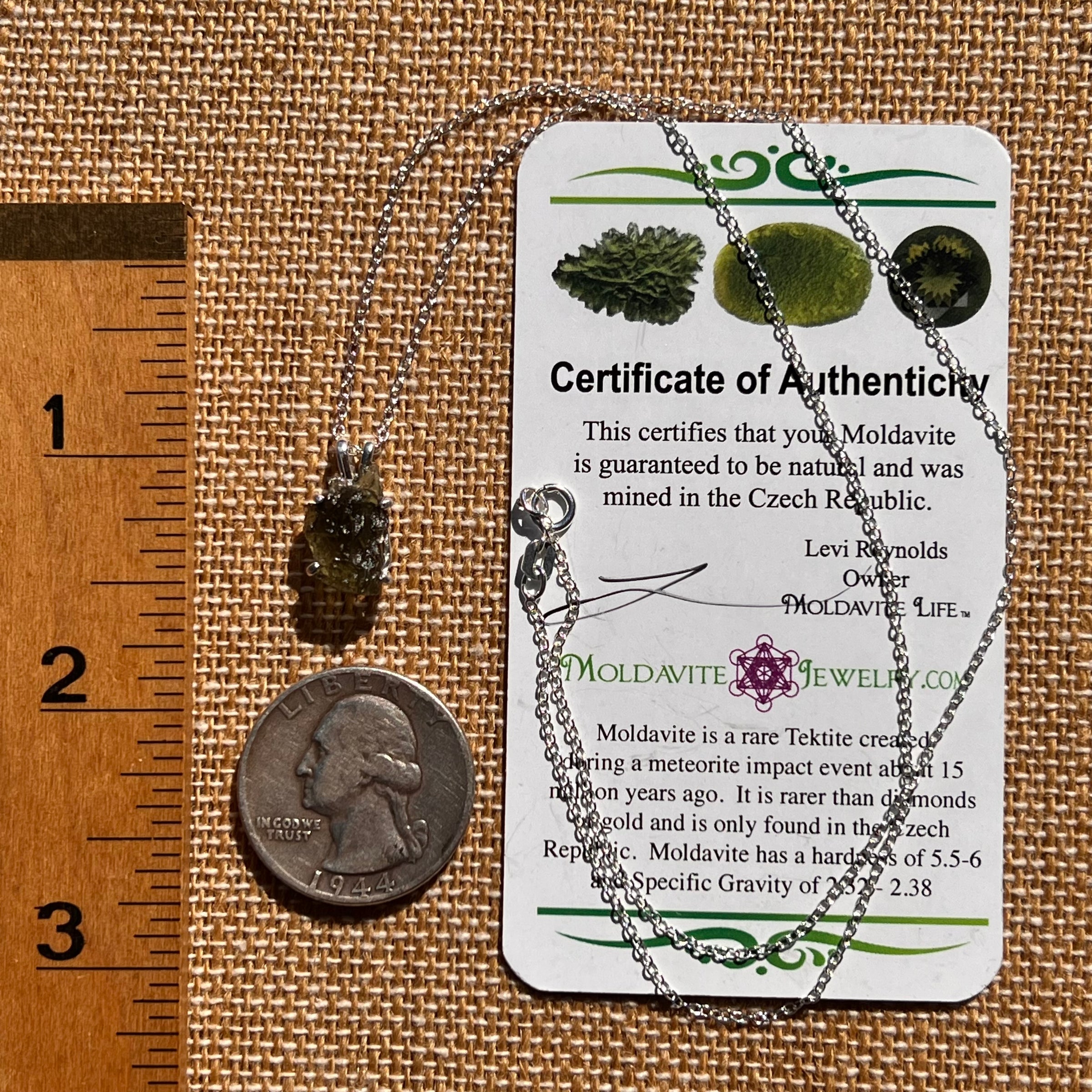 Moldavite Necklace Sterling Silver #7569-Moldavite Life