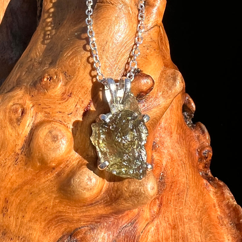 Moldavite Necklace Sterling Silver #7569-Moldavite Life
