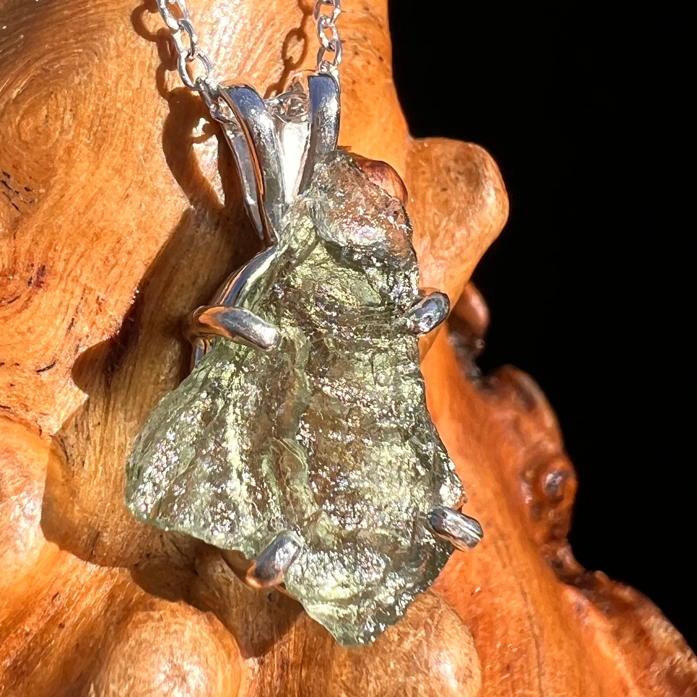 Moldavite Necklace Sterling Silver #7570-Moldavite Life