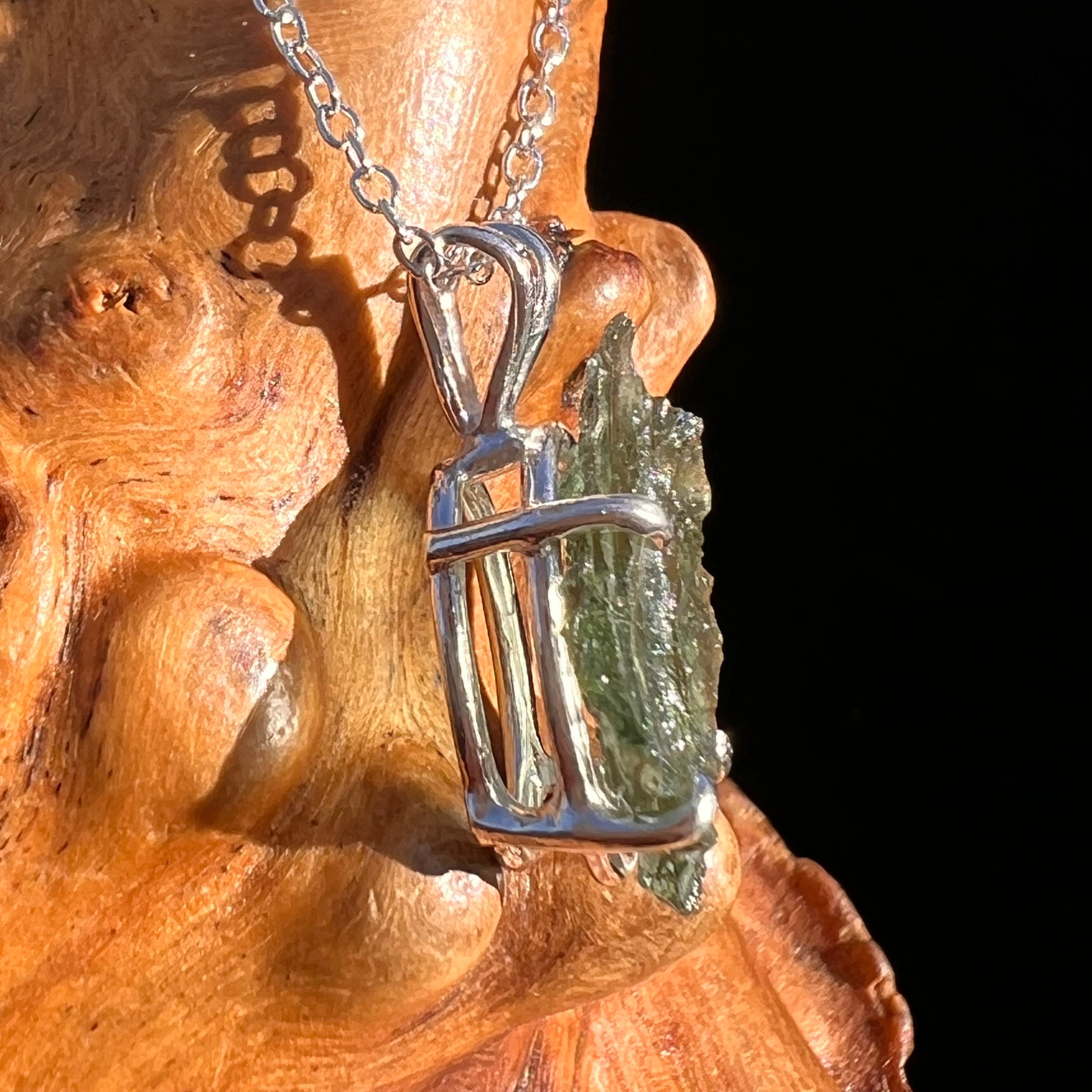 Moldavite Necklace Sterling Silver #7570-Moldavite Life