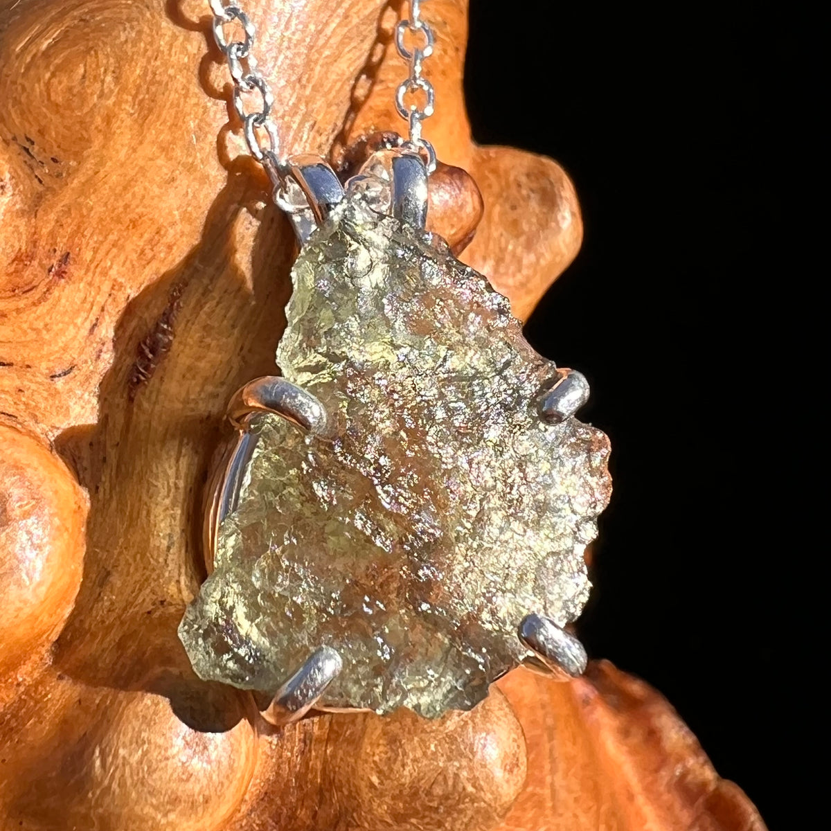 Moldavite Necklace Sterling Silver #7571-Moldavite Life