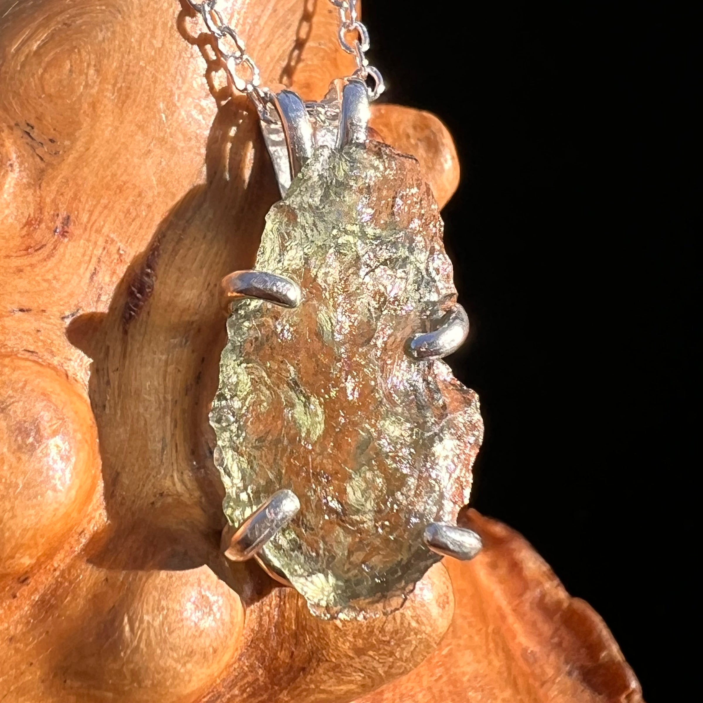 Moldavite Necklace Sterling Silver #7572-Moldavite Life