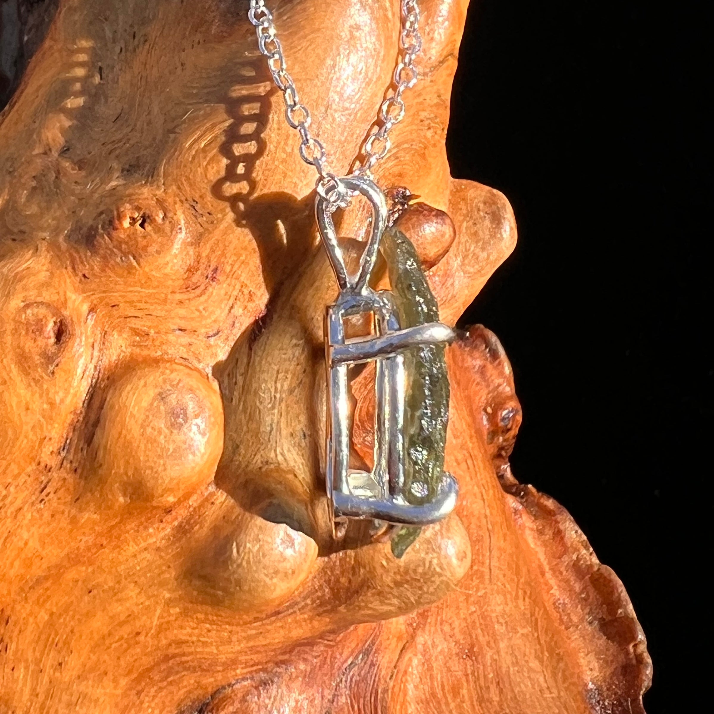 Moldavite Necklace Sterling Silver #7572-Moldavite Life