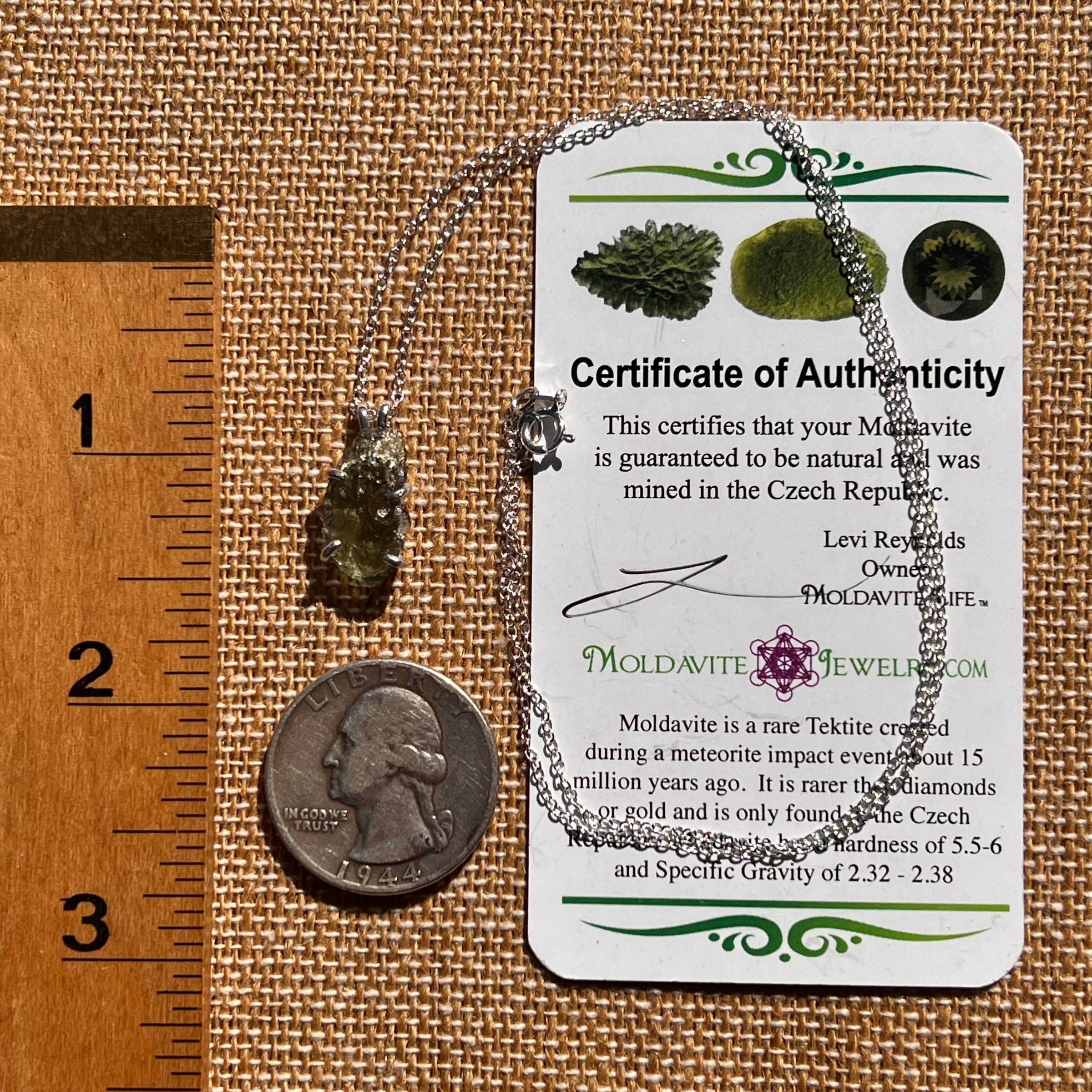 Moldavite Necklace Sterling Silver #7572-Moldavite Life