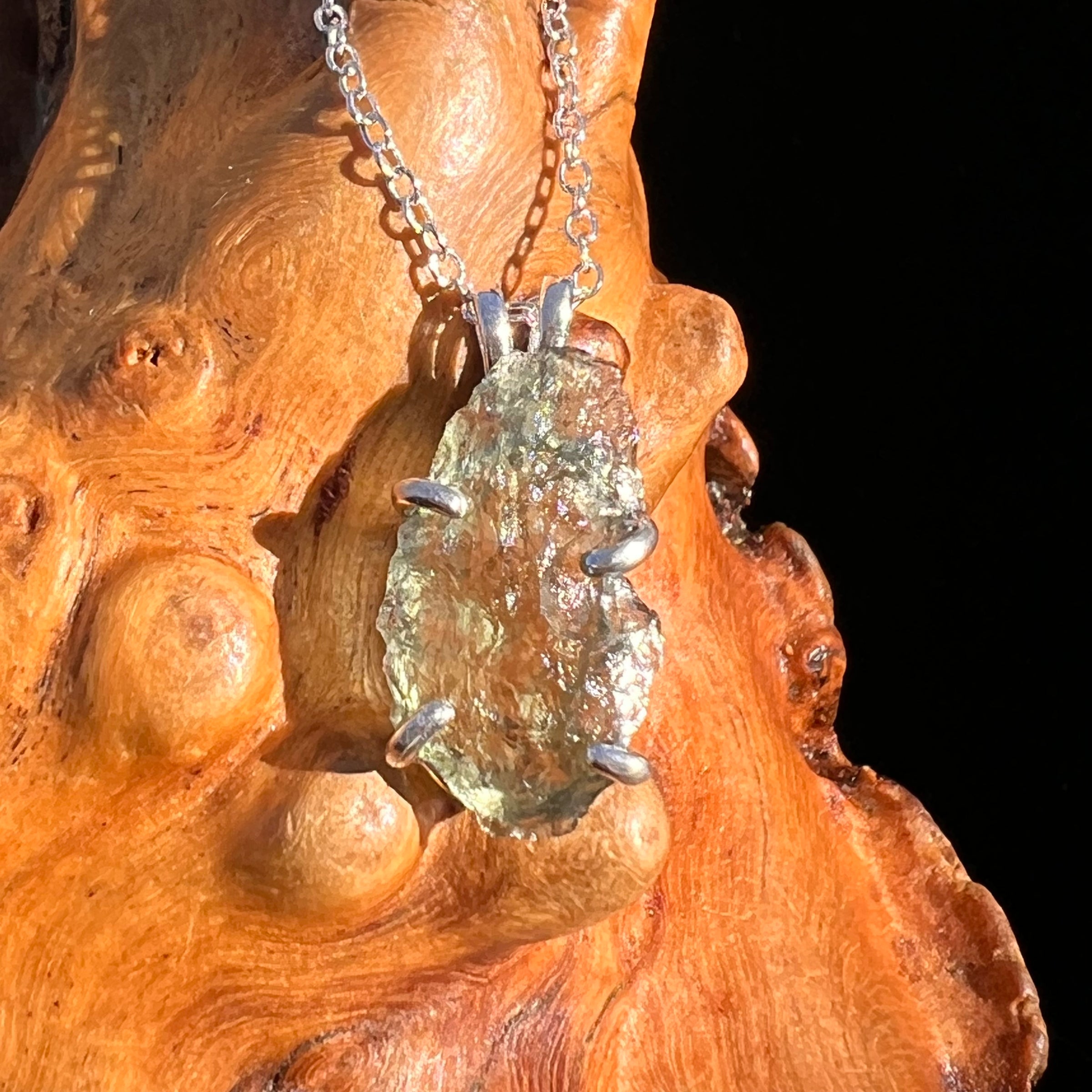 Moldavite Necklace Sterling Silver #7572-Moldavite Life