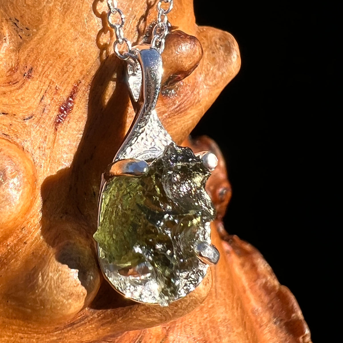 Moldavite Necklace Sterling Silver #7573-Moldavite Life