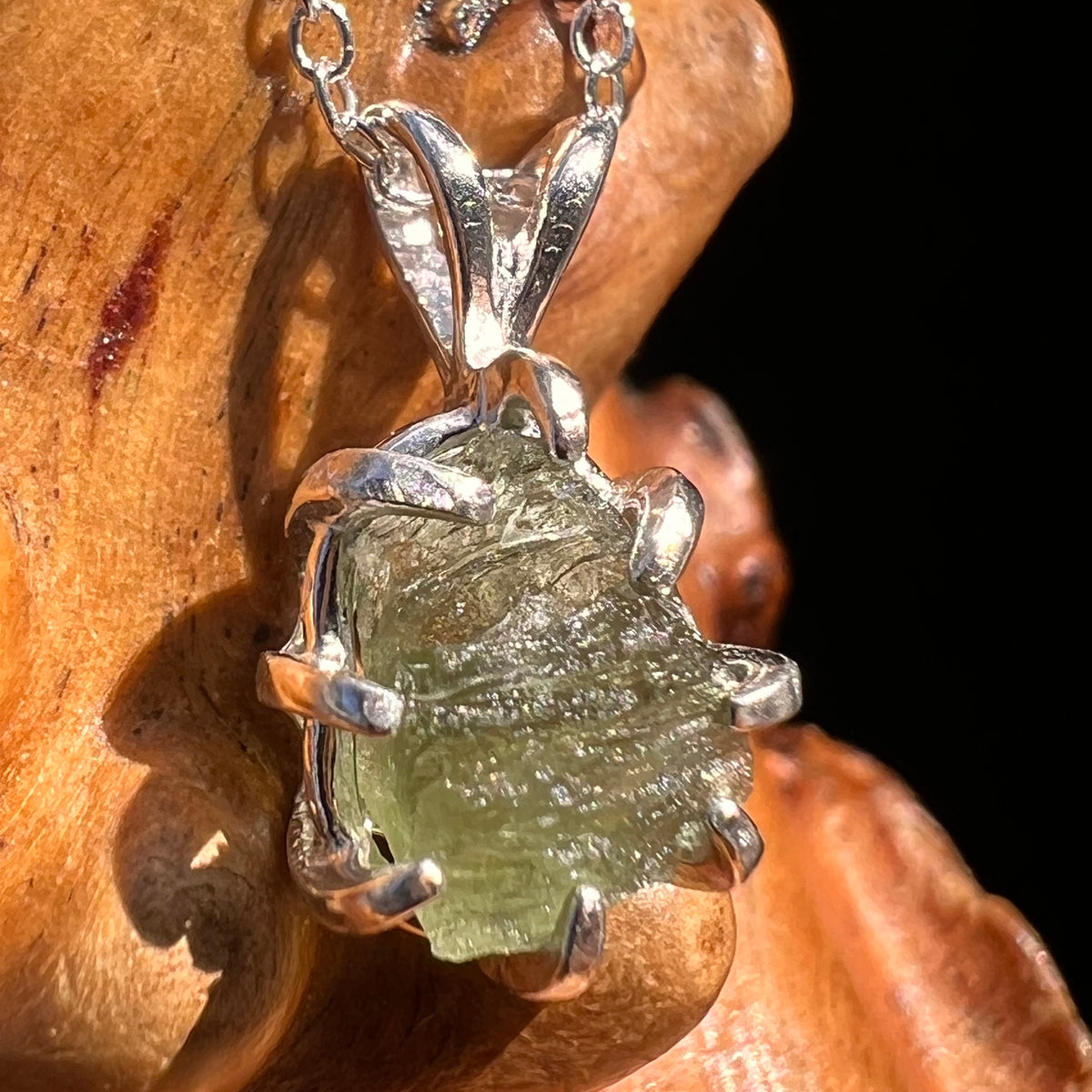 Moldavite Necklace Sterling Silver #7803-Moldavite Life