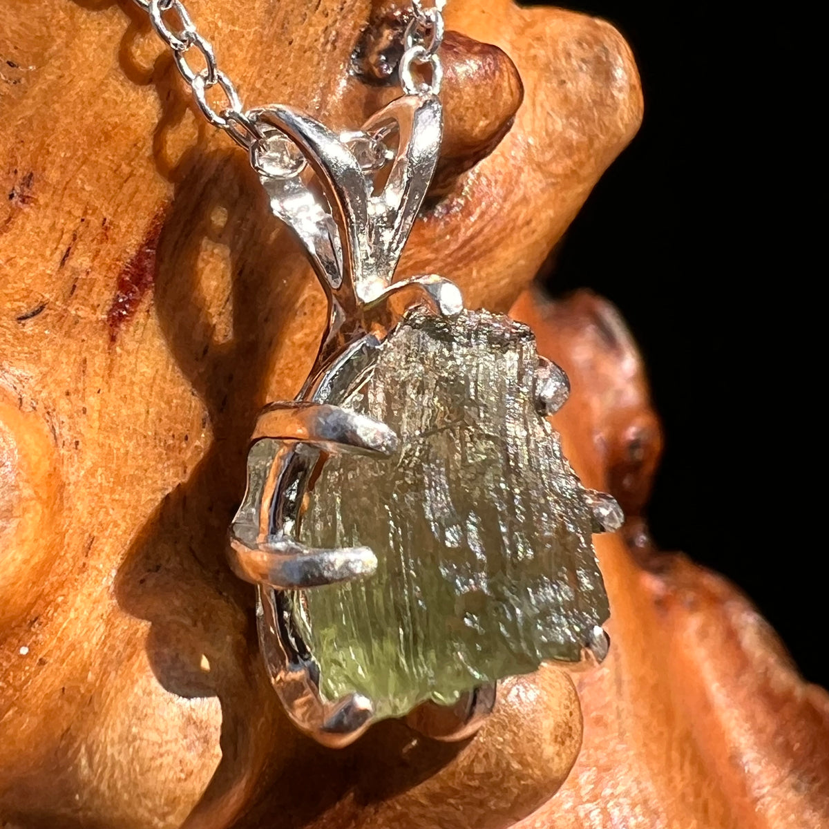 Moldavite Necklace Sterling Silver #7804-Moldavite Life