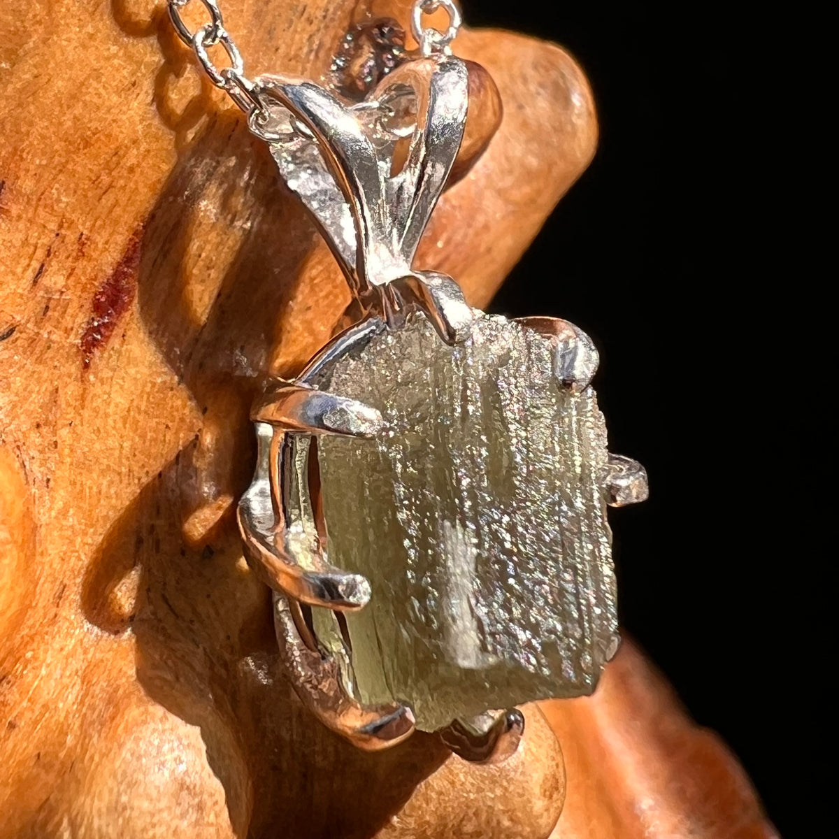 Moldavite Necklace Sterling Silver #7805-Moldavite Life