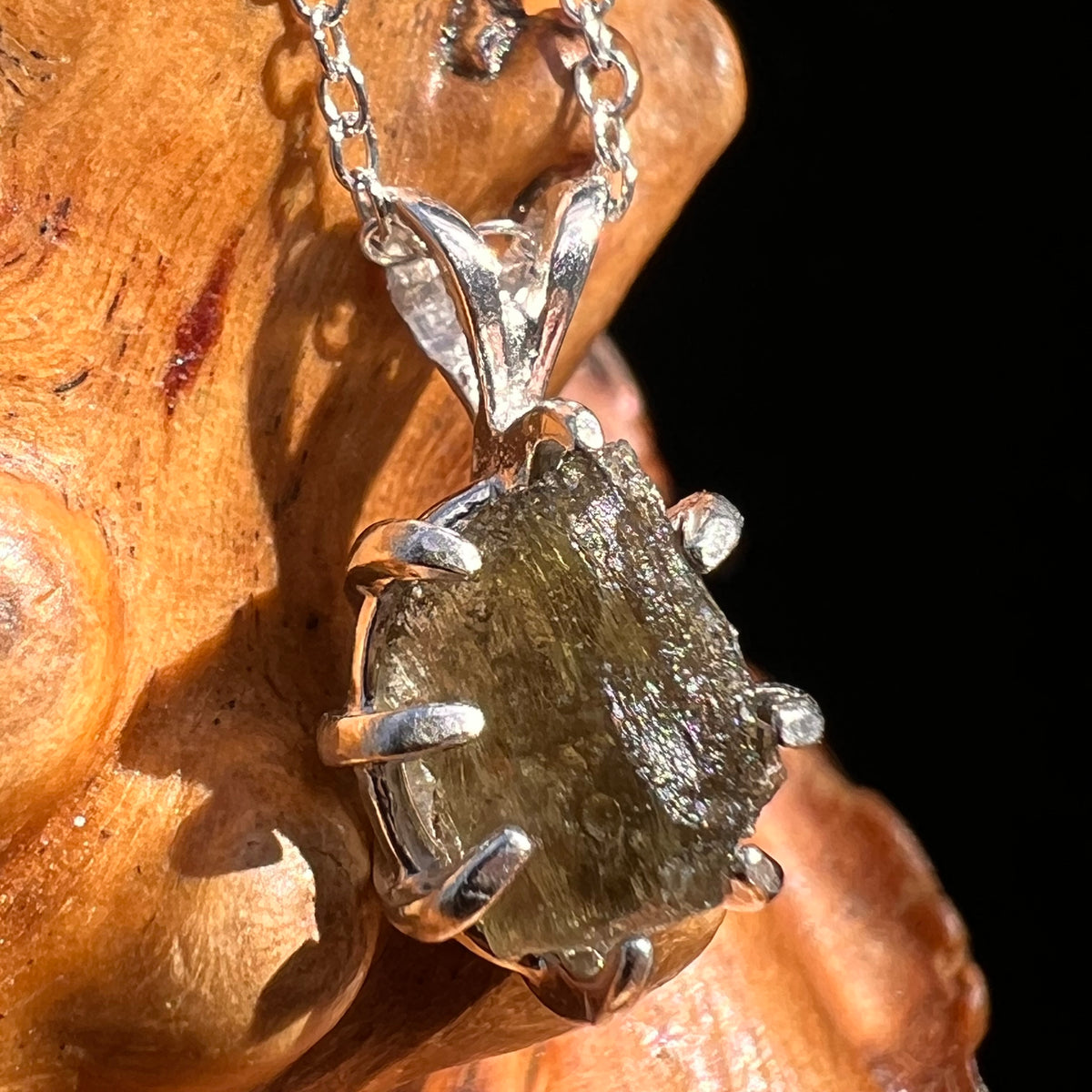 Moldavite Necklace Sterling Silver #7806-Moldavite Life