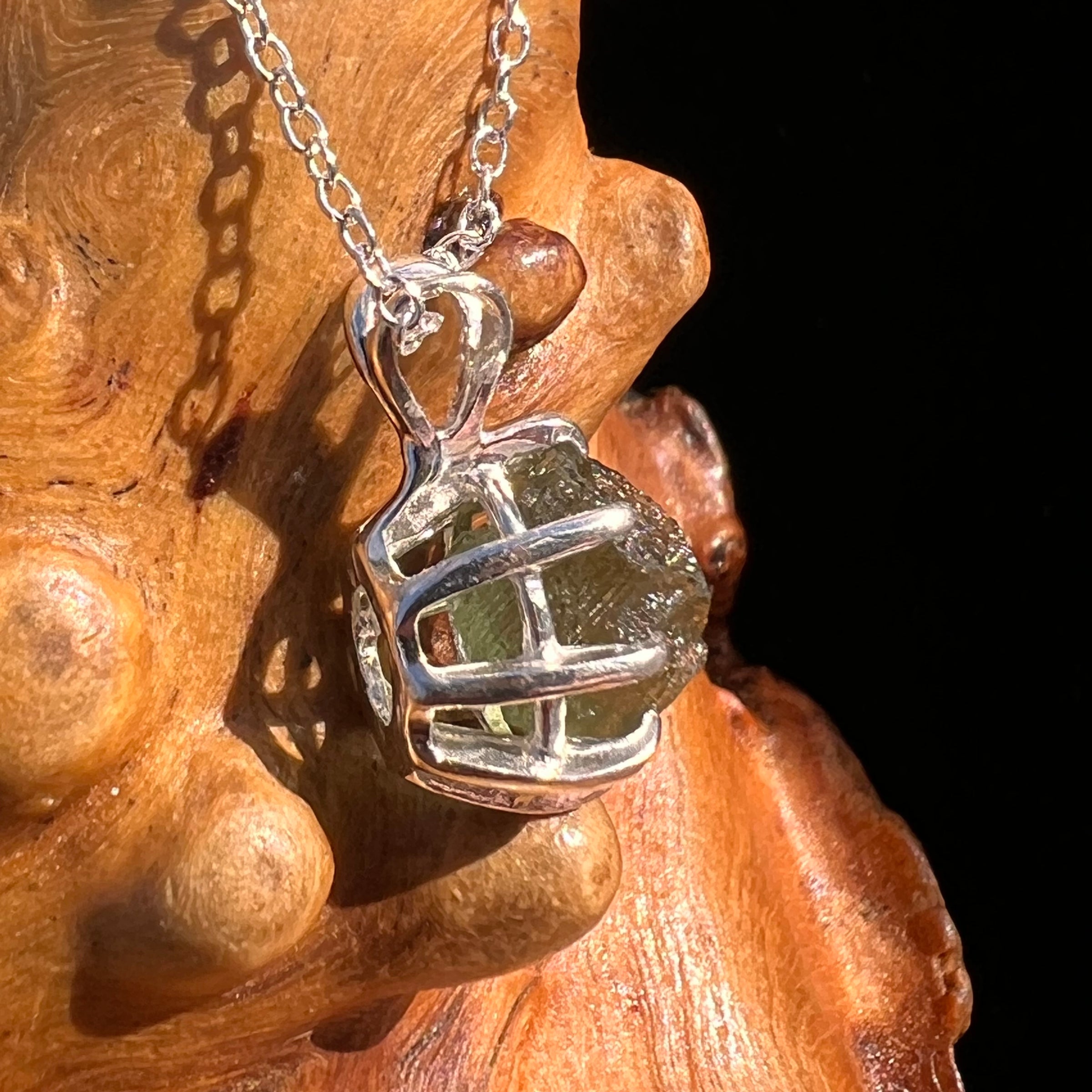 Moldavite Necklace Sterling Silver #7807-Moldavite Life