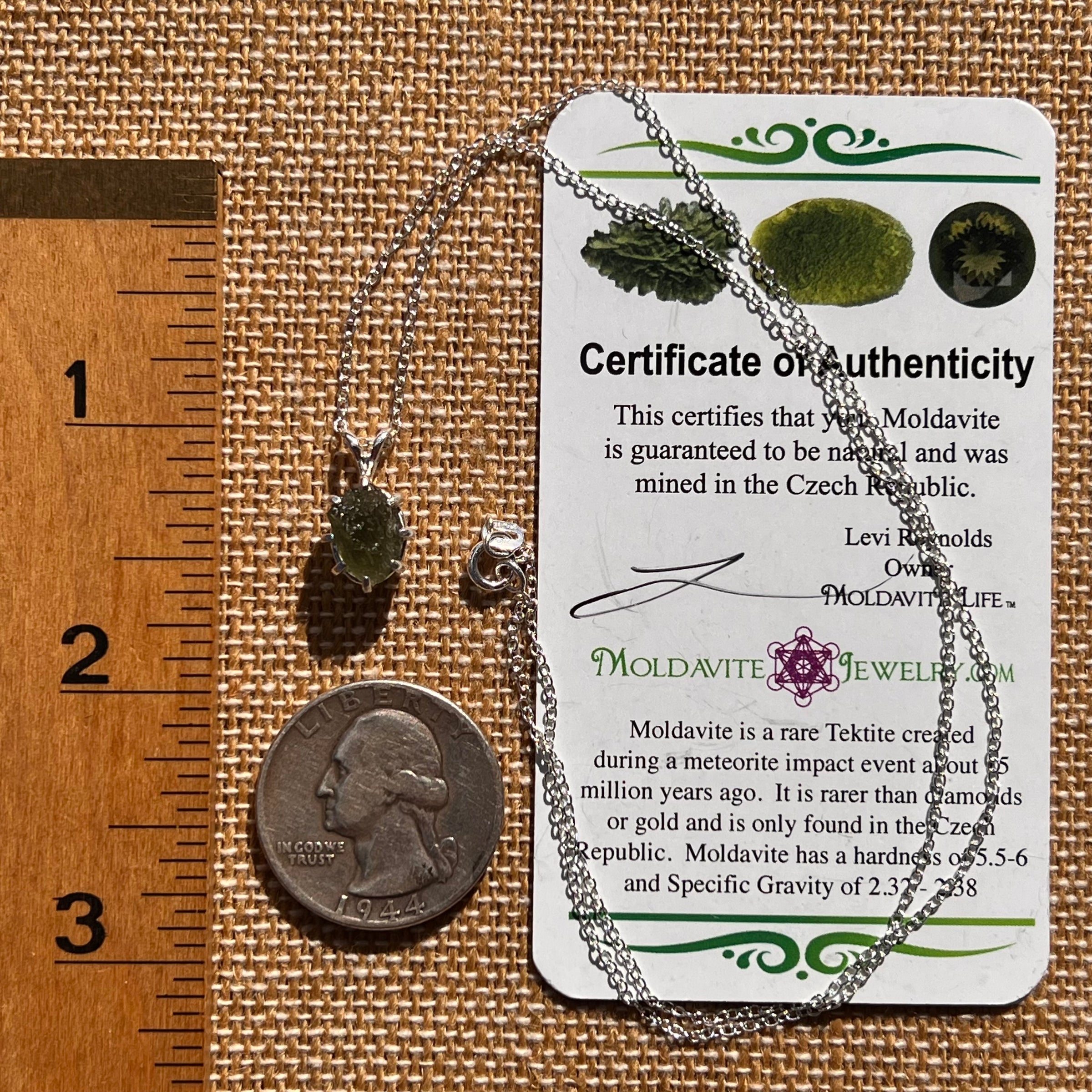 Moldavite Necklace Sterling Silver #7807-Moldavite Life