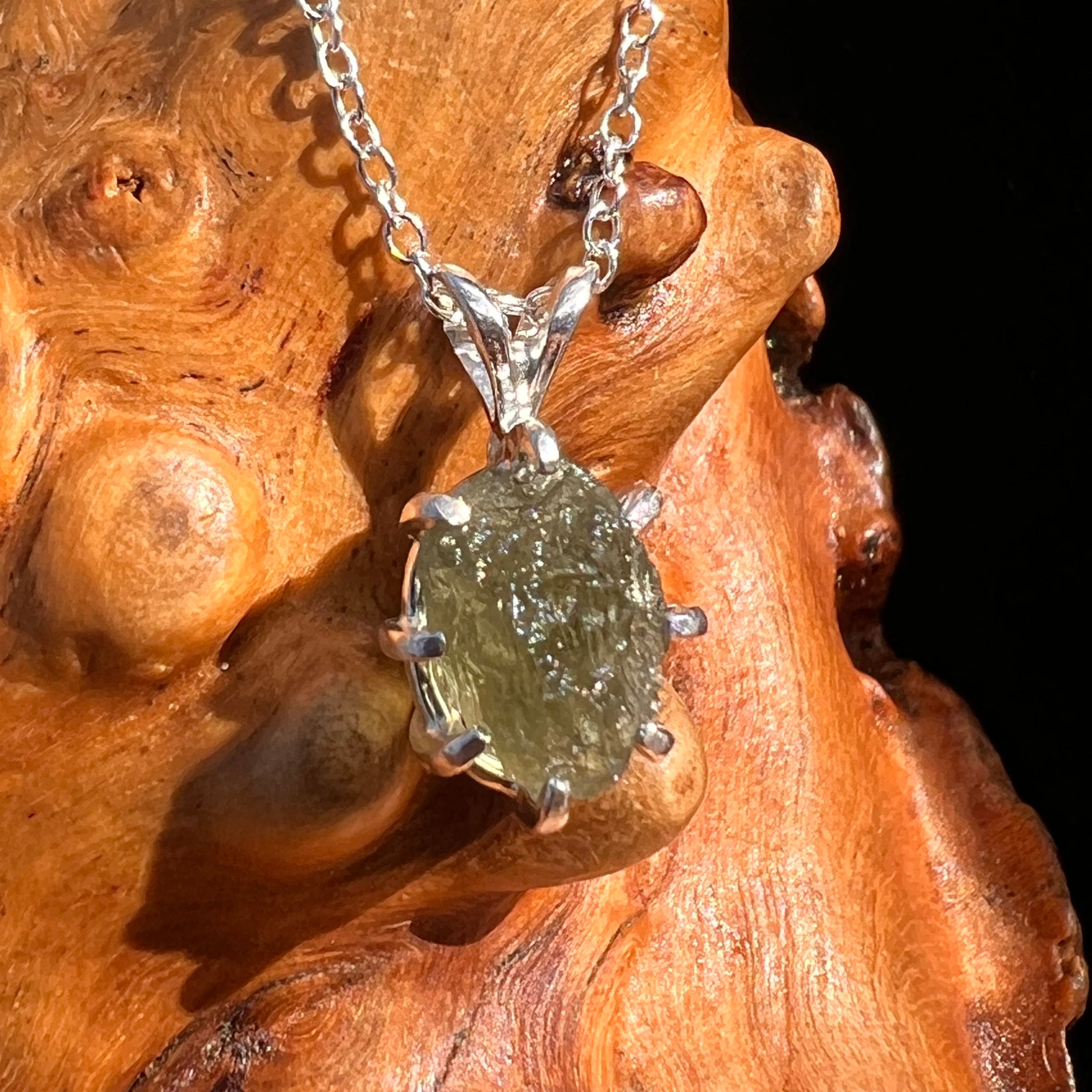 Moldavite Necklace Sterling Silver #7807-Moldavite Life