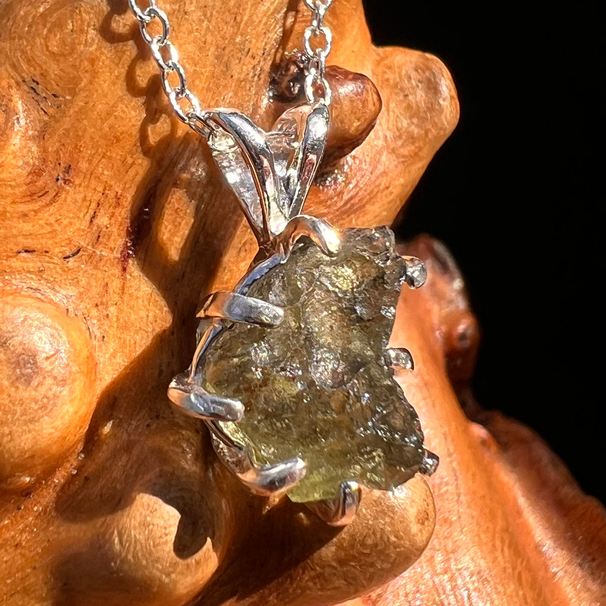 Moldavite Necklace Sterling Silver #7808-Moldavite Life