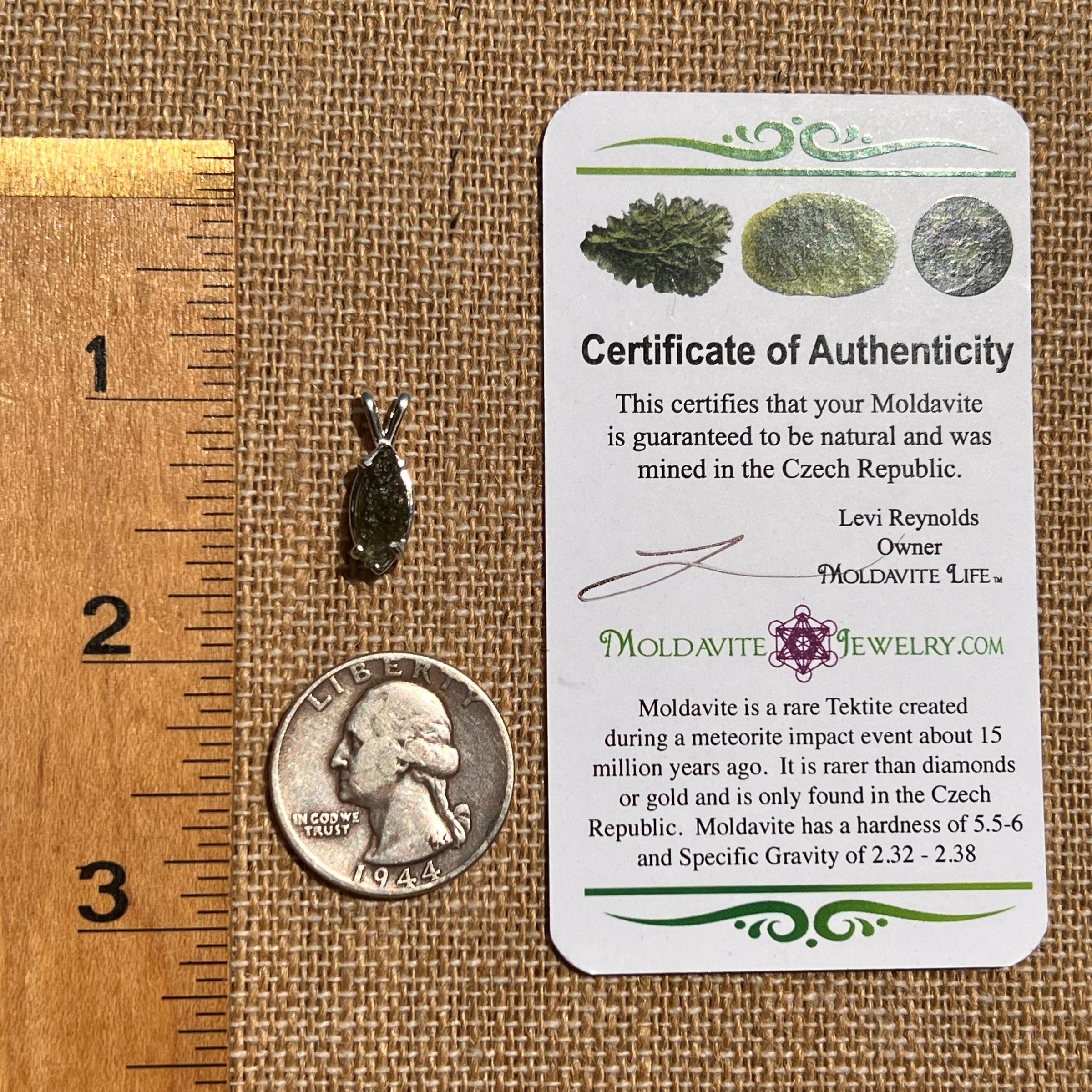 Moldavite Pendant Sterling Silver #5419-Moldavite Life