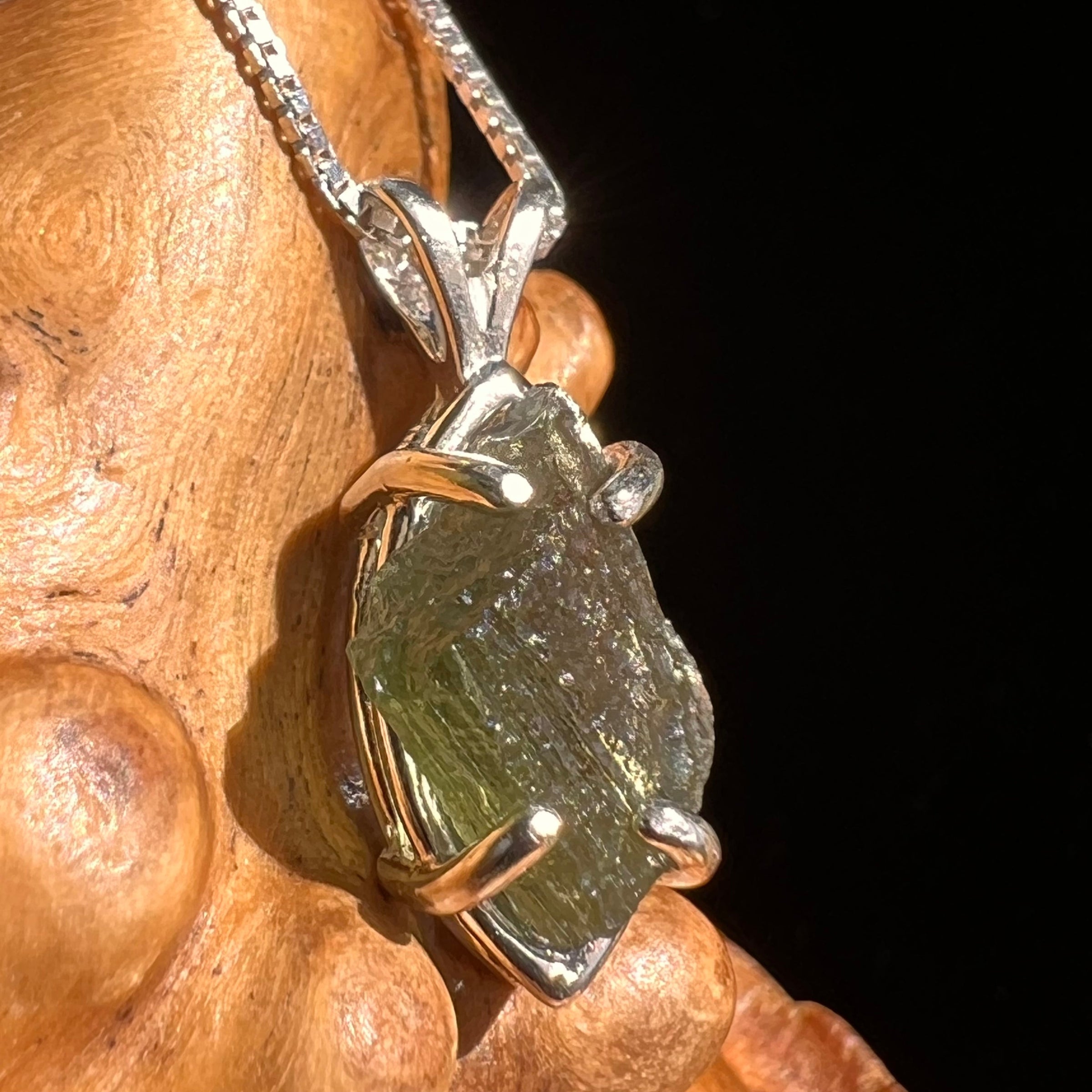 Moldavite Pendant Sterling Silver #5433-Moldavite Life