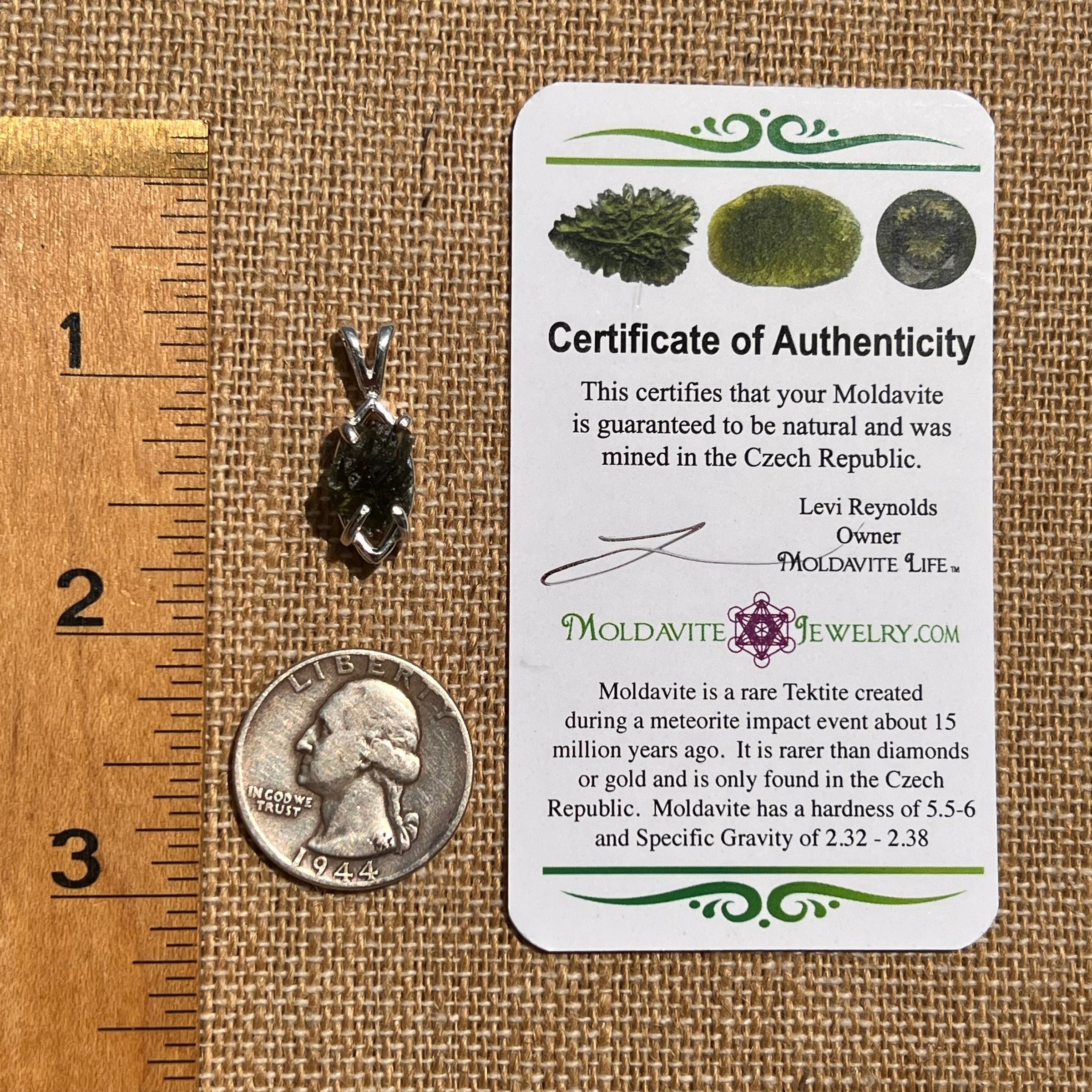 Moldavite Pendant Sterling Silver #5434-Moldavite Life