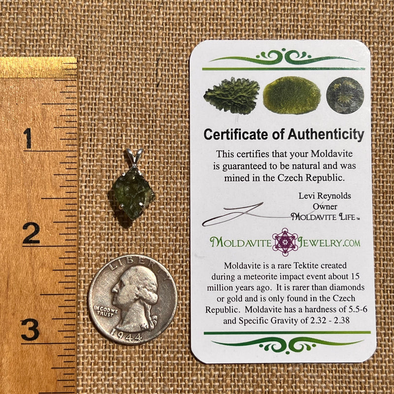 Moldavite Pendant Sterling Silver #5436-Moldavite Life