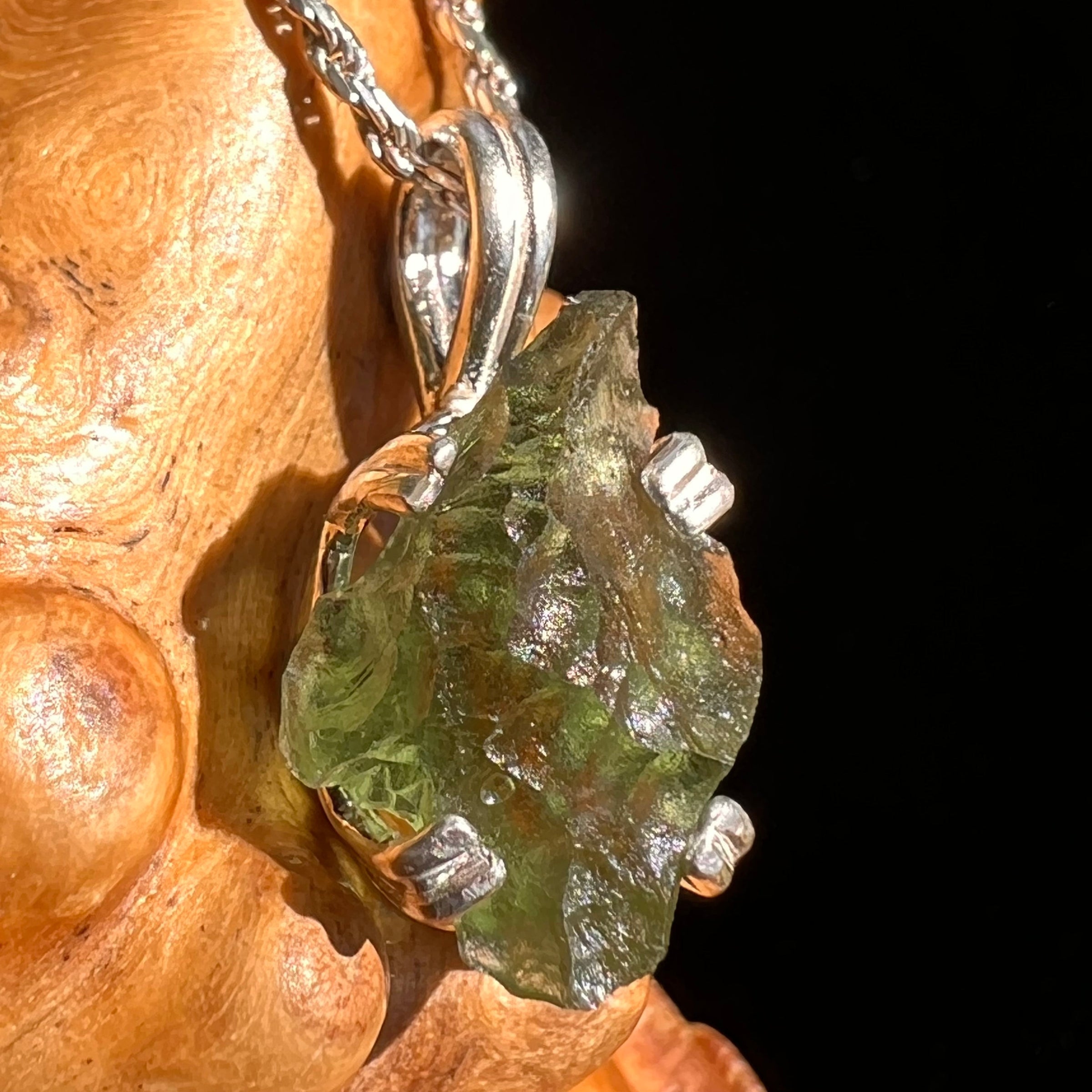 Moldavite Pendant Sterling Silver #5437-Moldavite Life