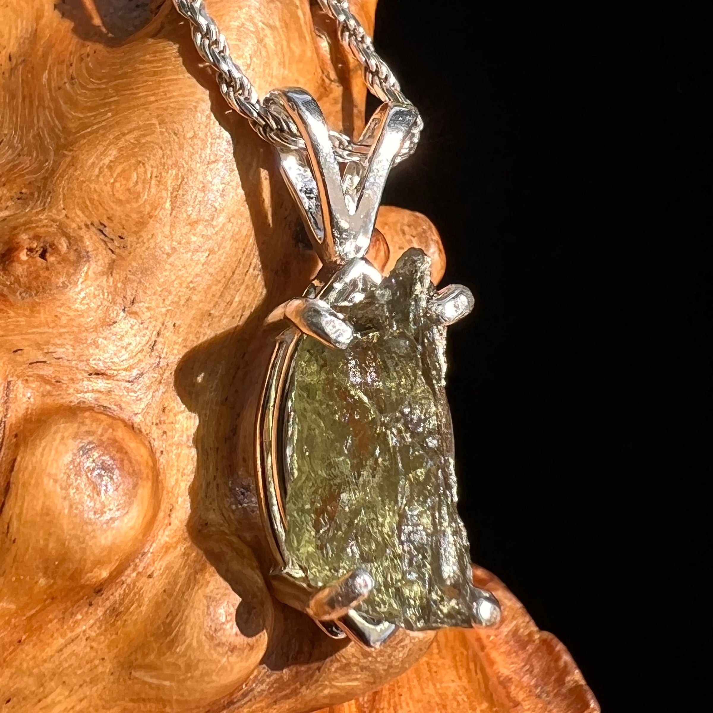 Moldavite Pendant Sterling Silver #5438-Moldavite Life