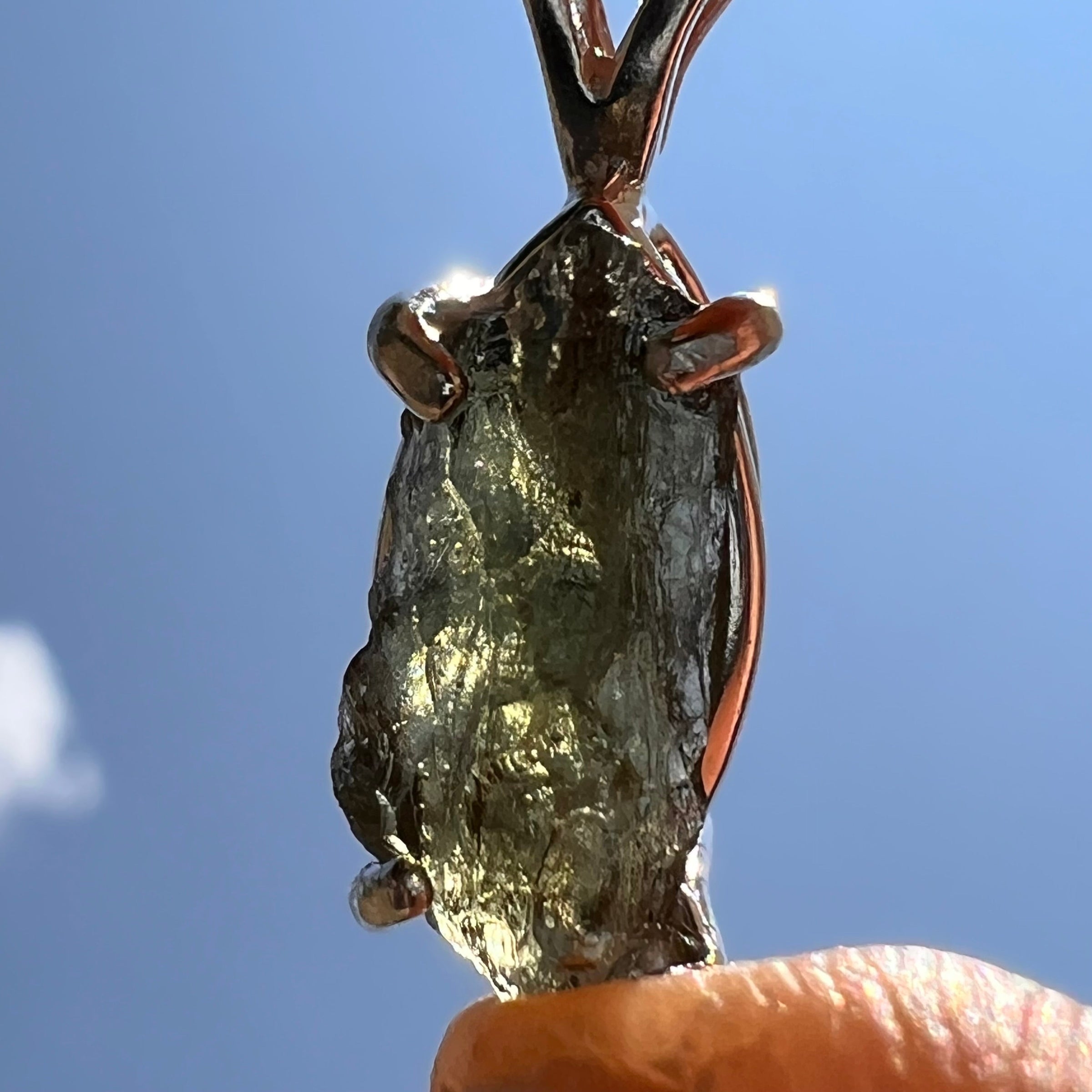 Moldavite Pendant Sterling Silver #5438-Moldavite Life