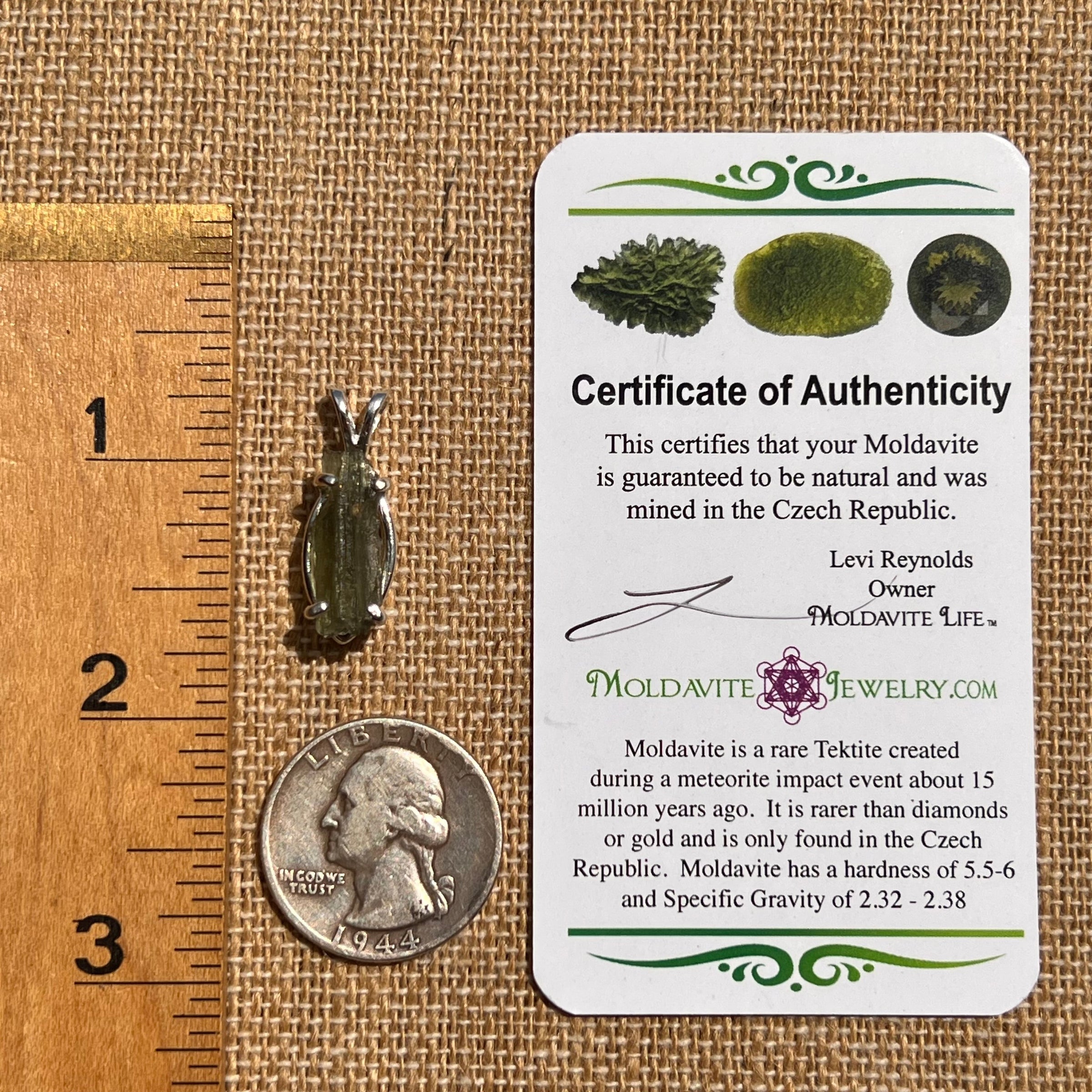 Moldavite Pendant Sterling Silver #5443-Moldavite Life