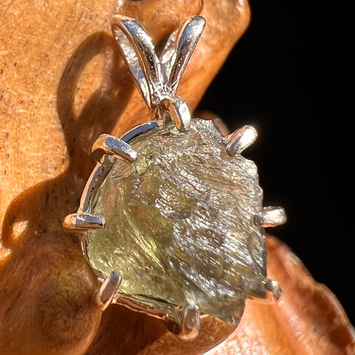 Moldavite Pendant Sterling Silver #5870-Moldavite Life