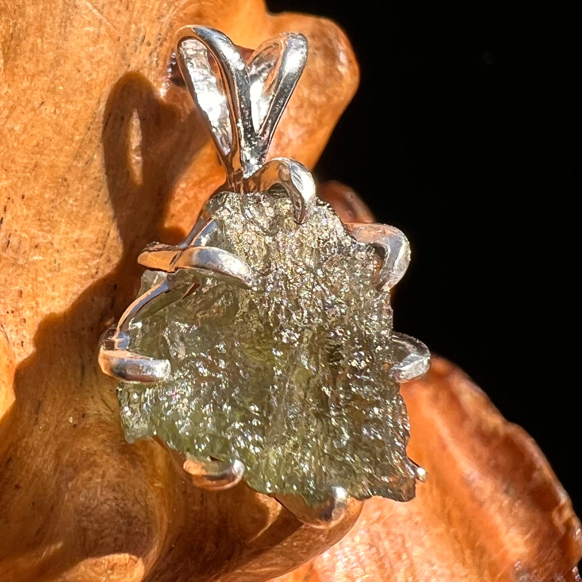 Moldavite Pendant Sterling Silver #5887-Moldavite Life