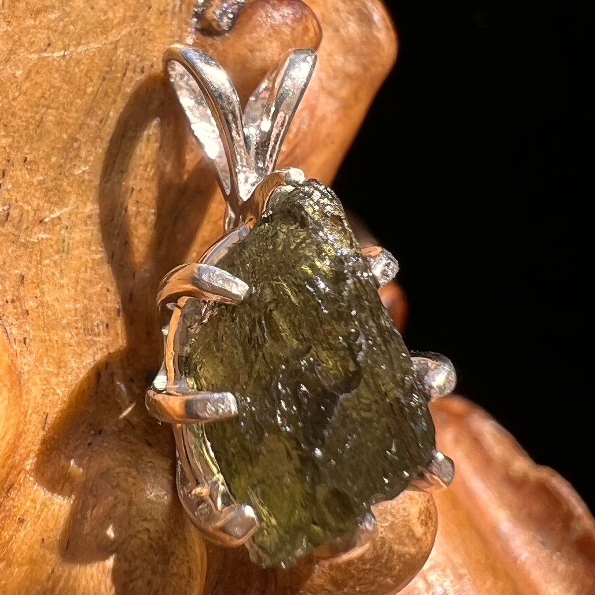 Moldavite Pendant Sterling Silver #5890A-Moldavite Life